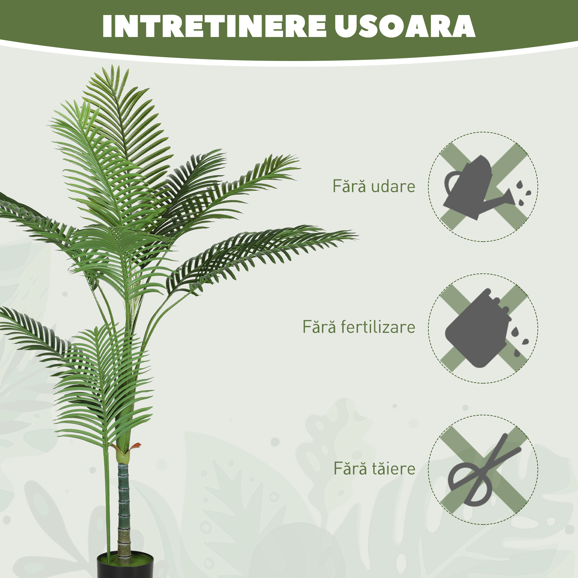  Palma Artificiala Areca inalta de 150 cm pentru Interioare cu Vas Verde [5]
