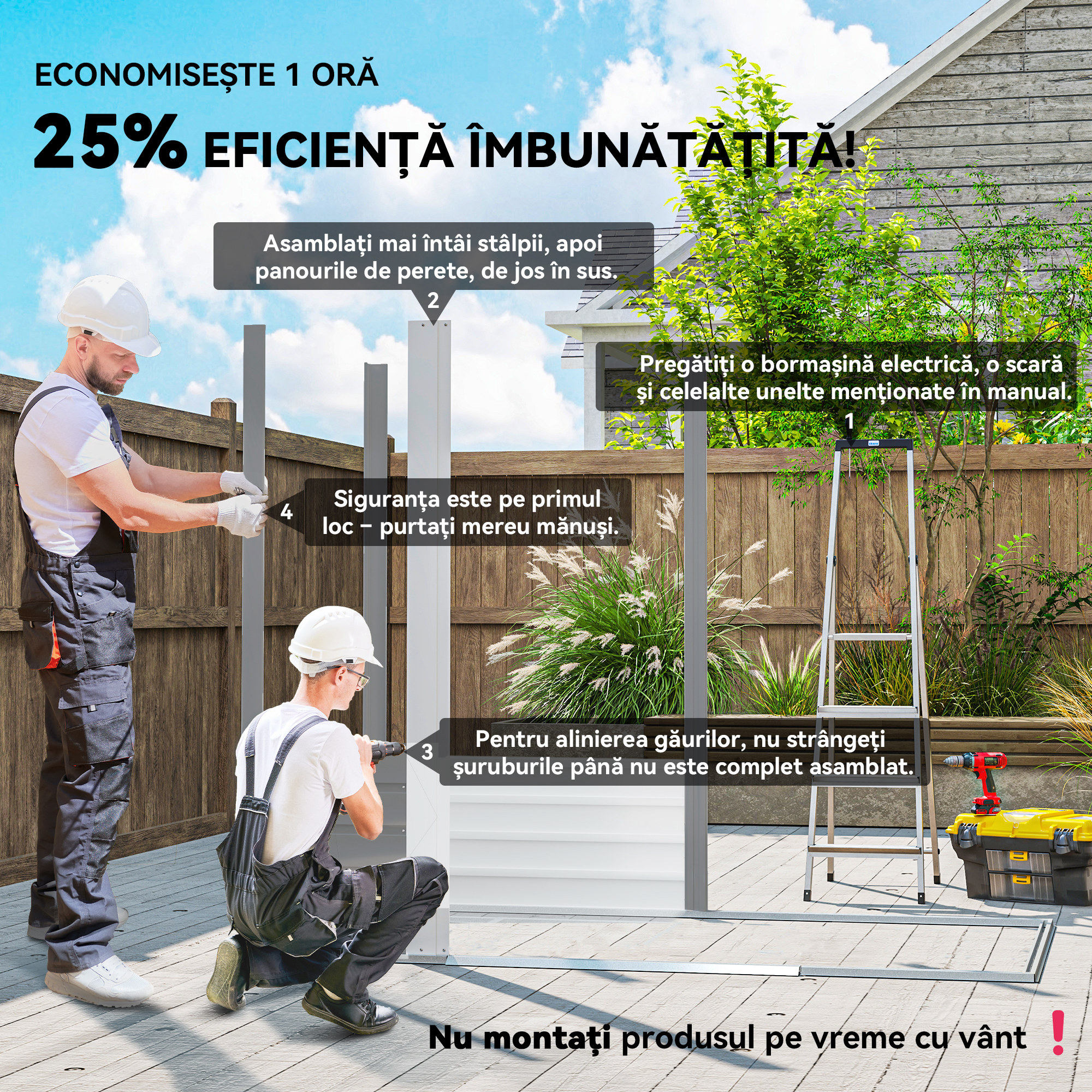  Magazie de Gradina, Suport pentru Unelte din Otel cu Usi Glisante si Orificii de Aerisire, 236x196x210cm, Maro [3]