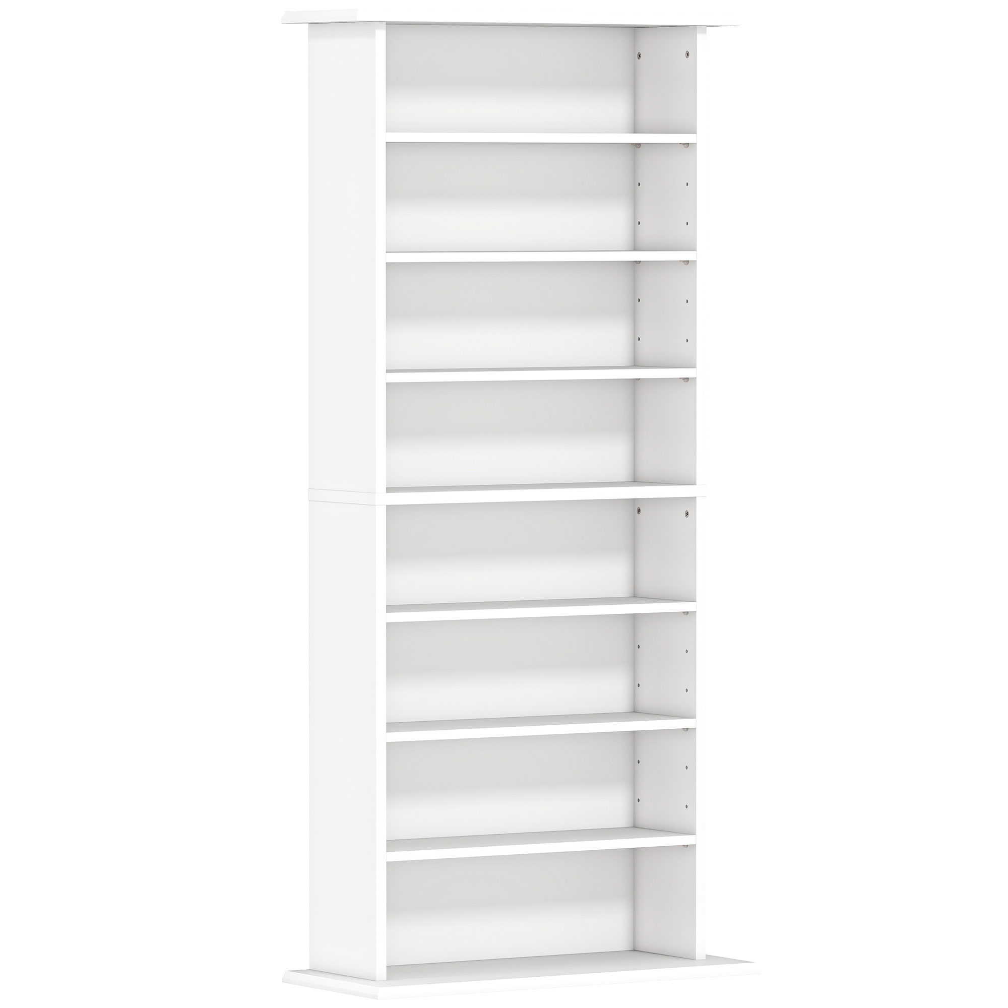 HOMCOM Estantería para CDs y DVDs Estrecha con 8 Compartimentos Estantes Ajustables 58x24x126,3 cm Blanco