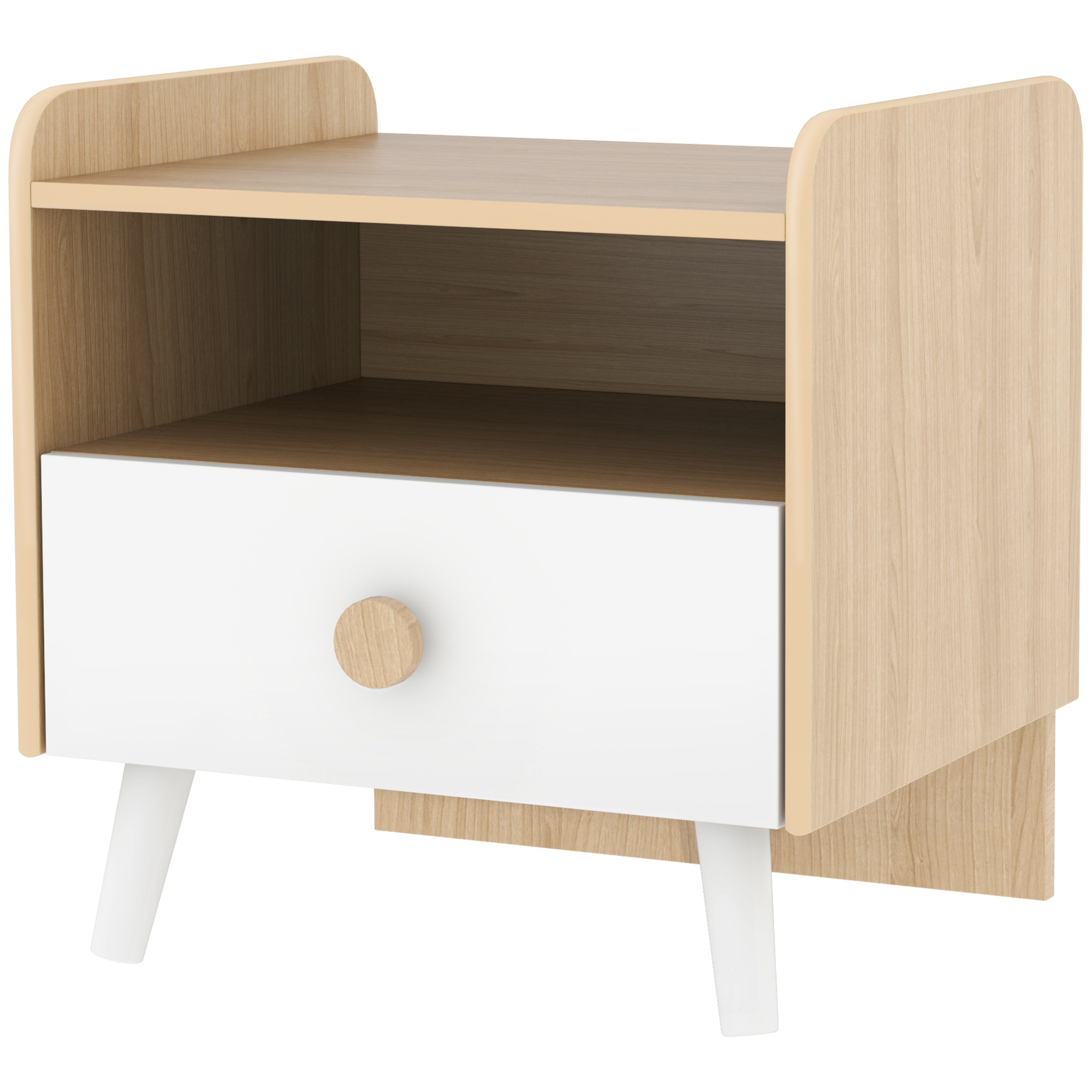 AIYAPLAY Table de chevet enfant table de nuit enfant avec tiroir et niche, petite table d'appoint en bois pour chambre d'enfant