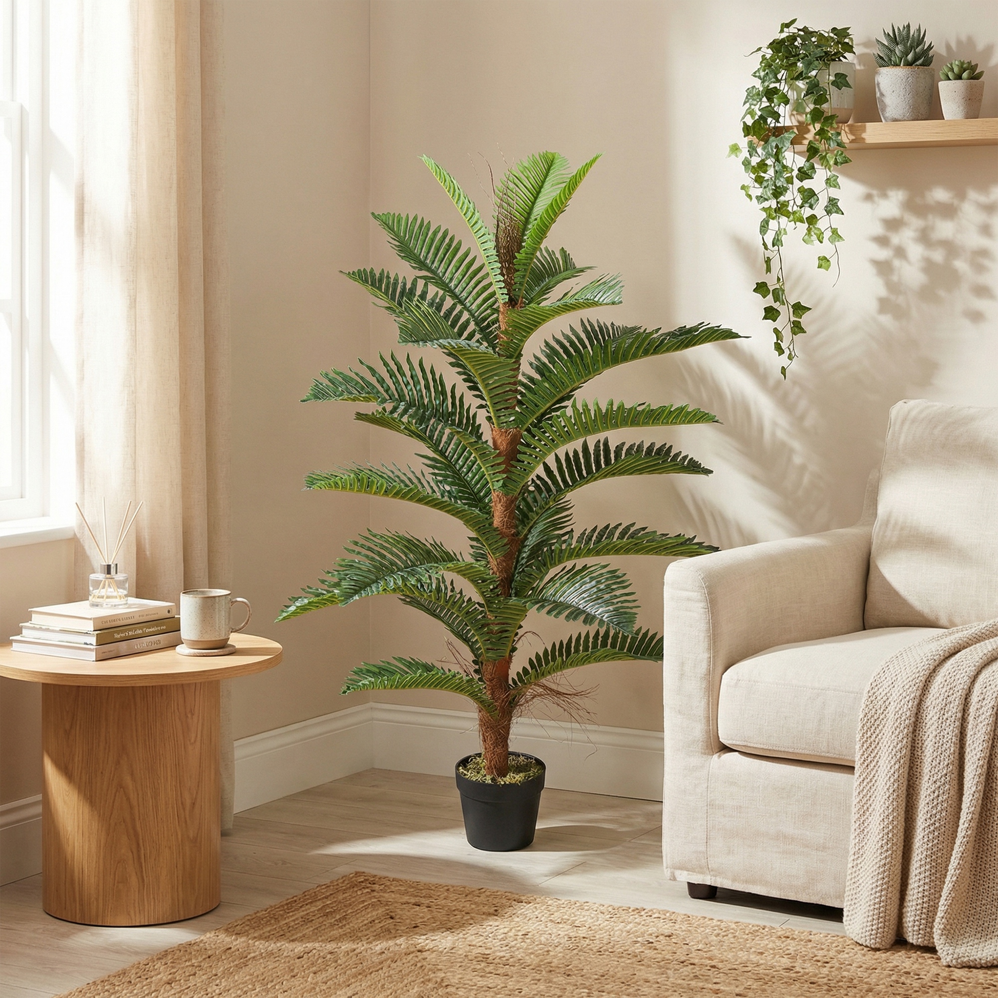HOMCOM Künstliche Palme 120 cm mit 24 großen Blättern hoher Realismus Topf günstig online kaufen