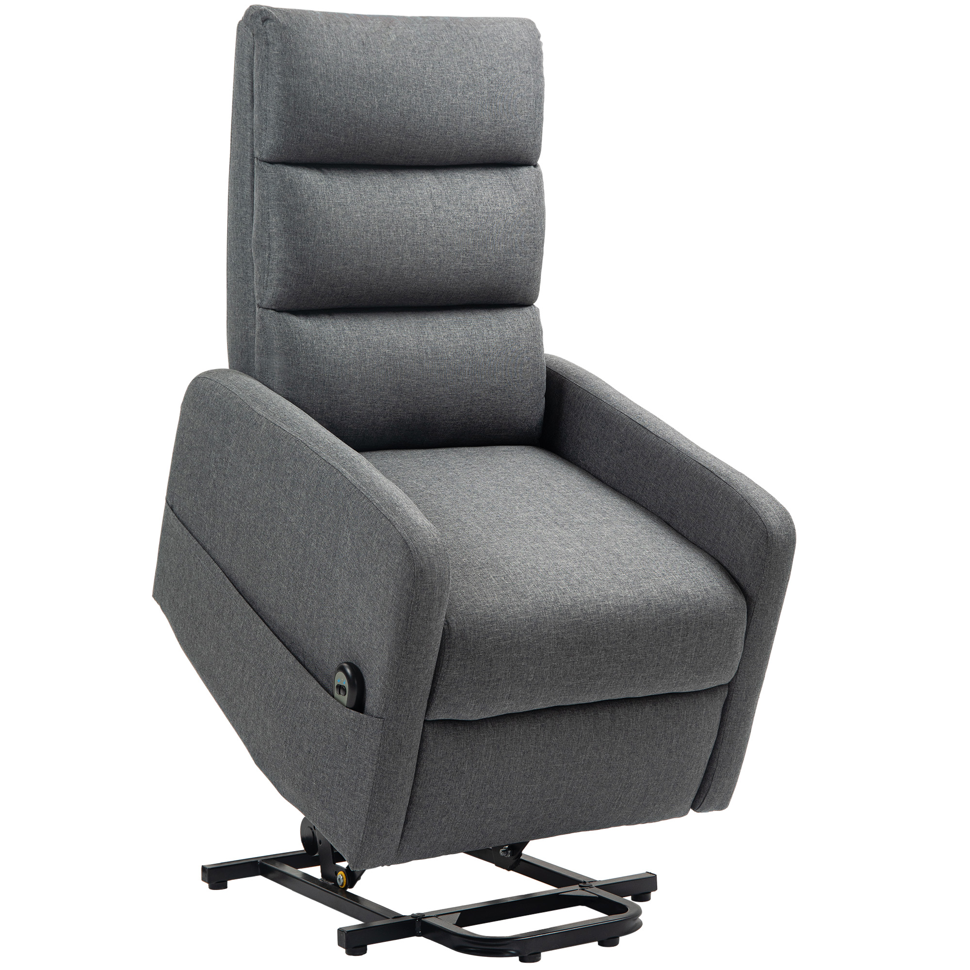 HOMCOM Sillón relax eléctrico con ayuda para levantarse, mando a distancia, espuma suave, bolsillo lateral, tapizado de aspecto lino, Gris