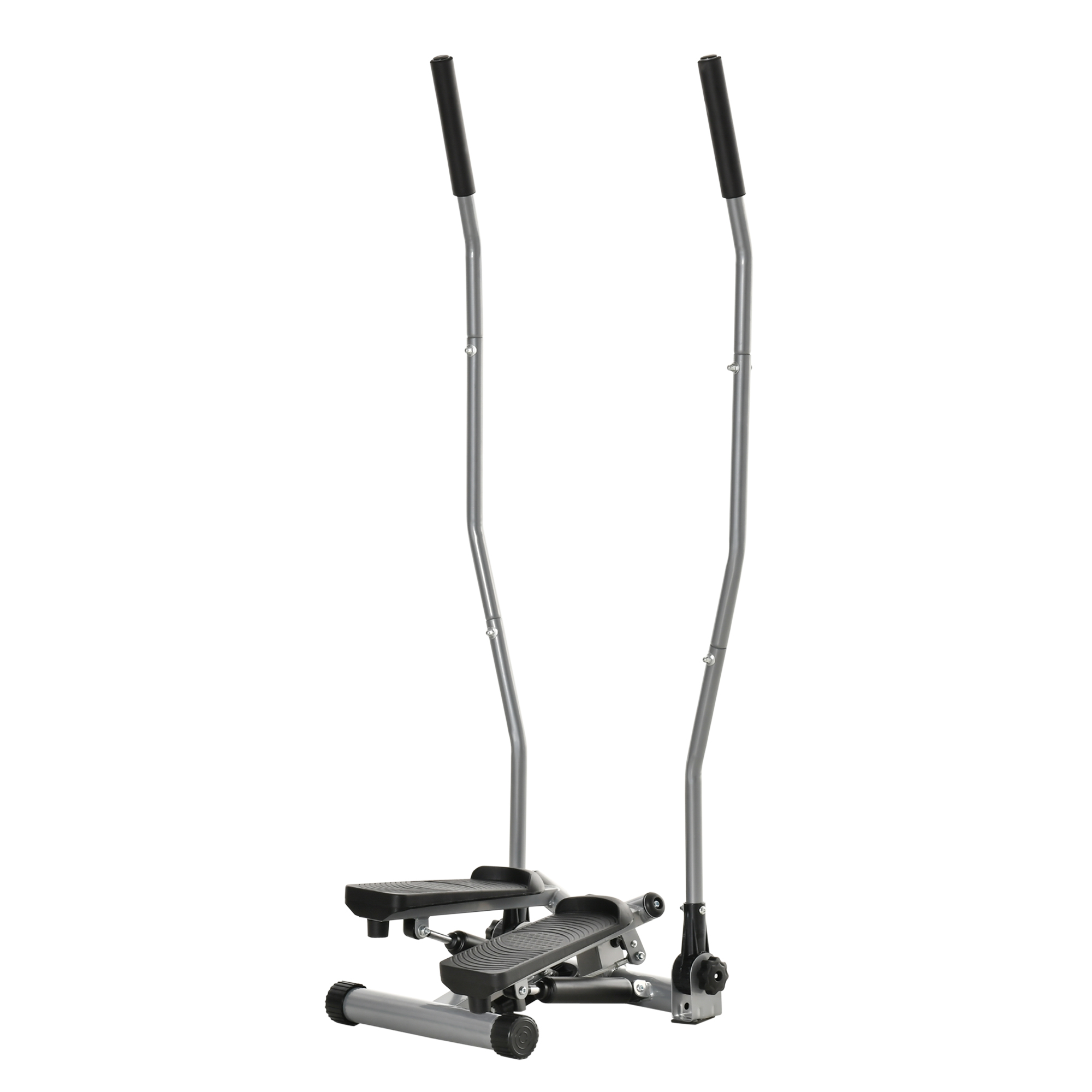 HOMCOM Stepper Fitness con Asa y Bandas Elásticas, Stepper con Monitor LCD para Entrenamiento en Casa y Gimnasio, Plateado | Aosom España