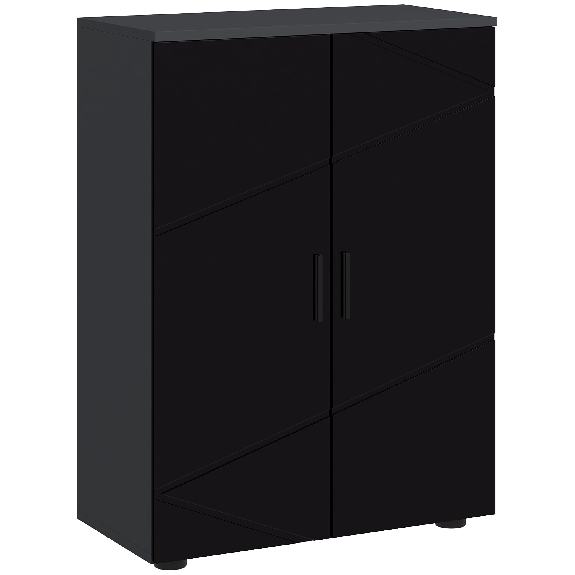 kleankin Mueble de baño 2 puertas en madera con 3 estantes y cierre amortiguado, 60x30x82 cm, Negro   Aosom España