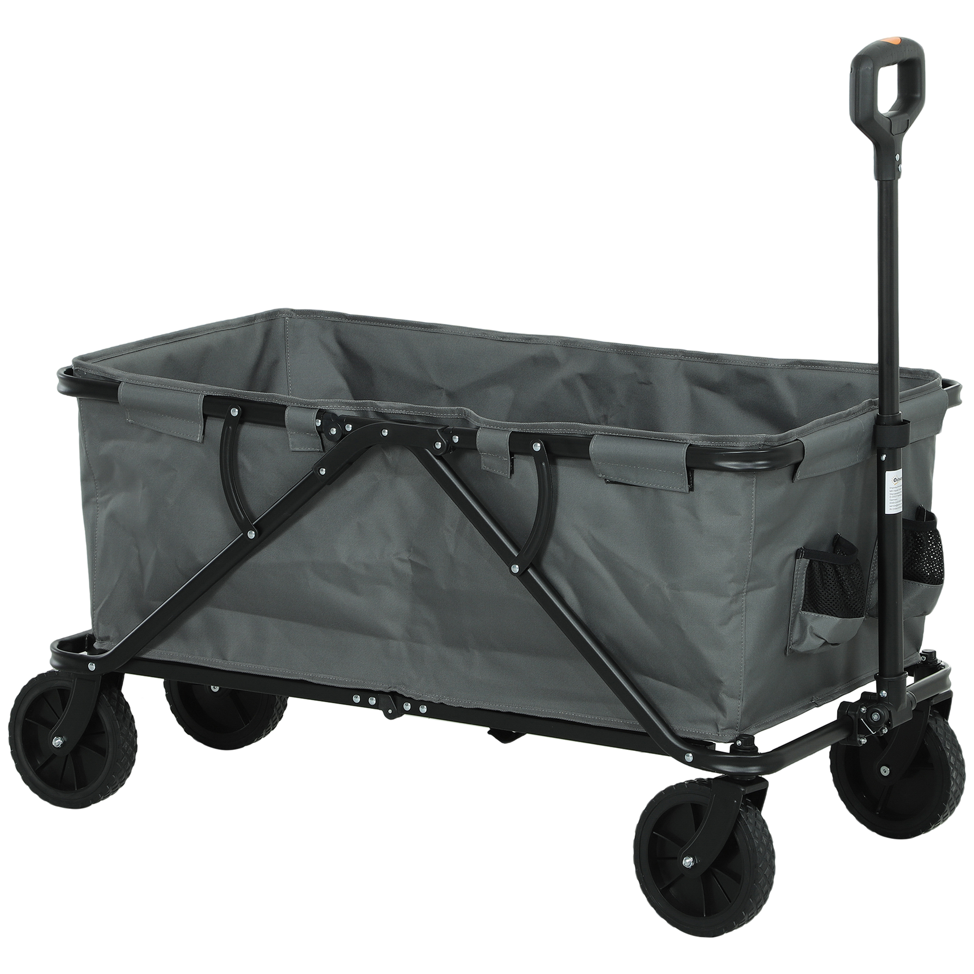 Outsunny Carro de jardín 120 kg de capacidad, plegable, carro de transporte con lona extraíble 160 L Gris oscuro
