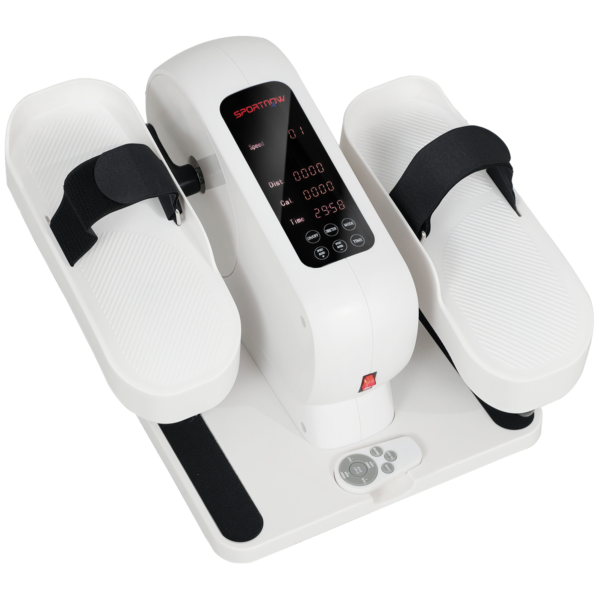 SPORTNOW Pedalier de apartamento elíptico de escritorio, pantalla LCD, mando a distancia y 12 velocidades ajustables, 45 x 42 x 26 cm, blanco