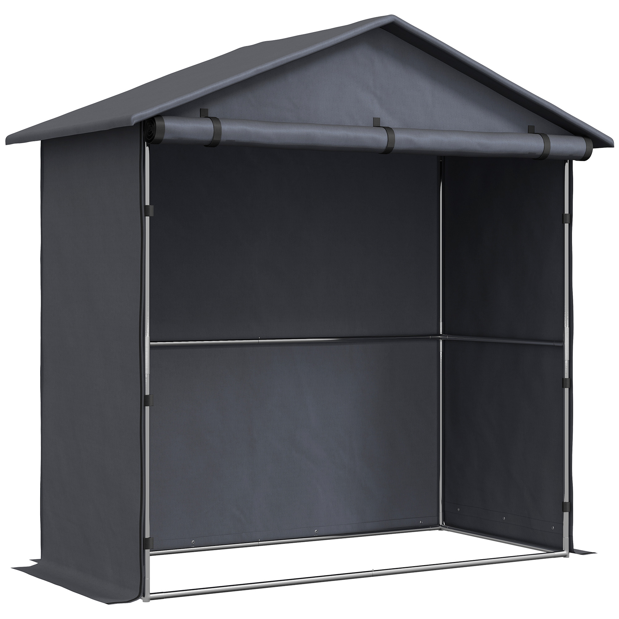 Outsunny Caseta de Jardín 1.1x2 m con Puerta Enrollable, Tienda Garaje para Bicicletas y Motos, Gris Oscuro   Aosom España