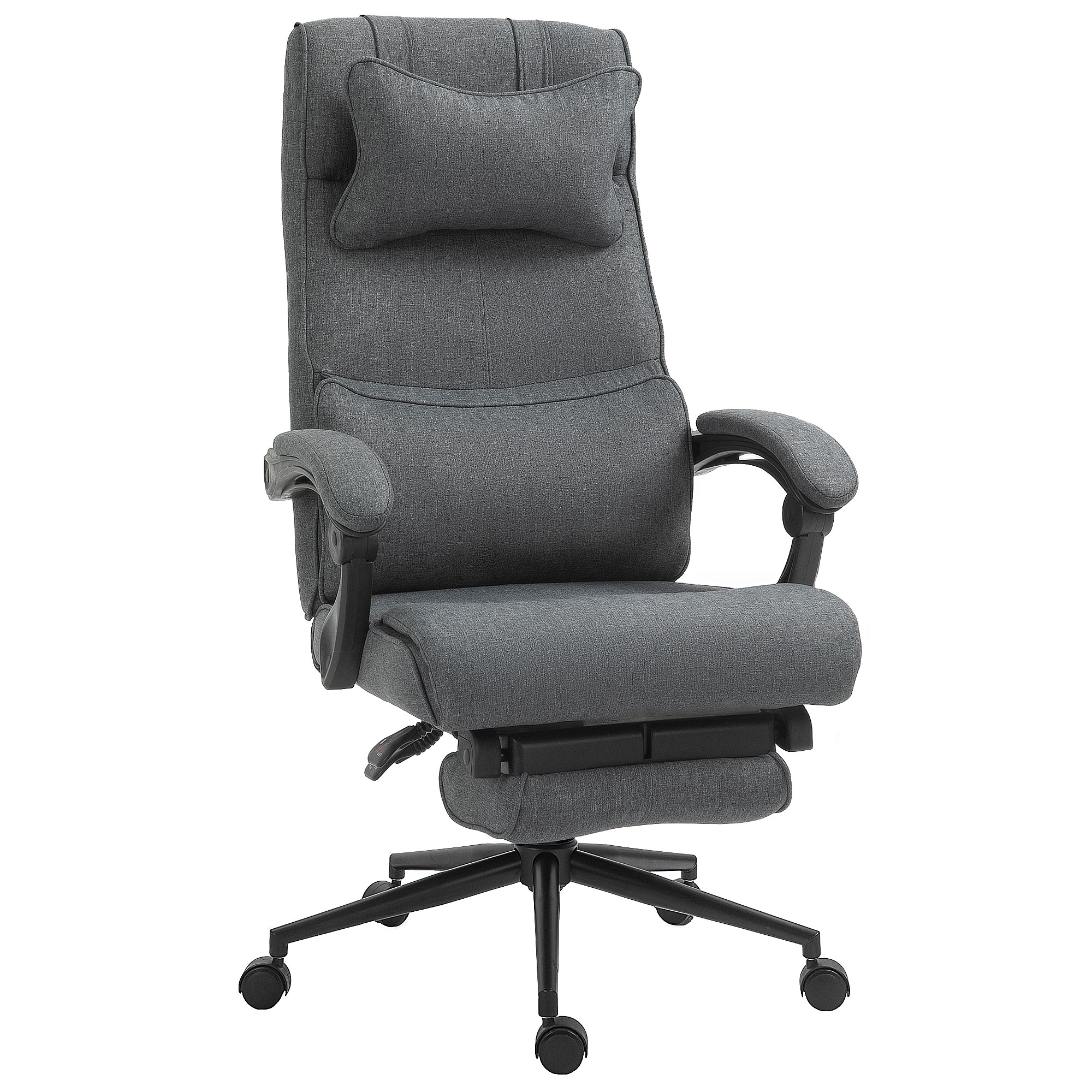 Vinsetto Silla de Oficina Ergonómica de Altura Regulable con Reposabrazos y Reposapiés, 66x70x115-123 cm, Gris | Aosom España
