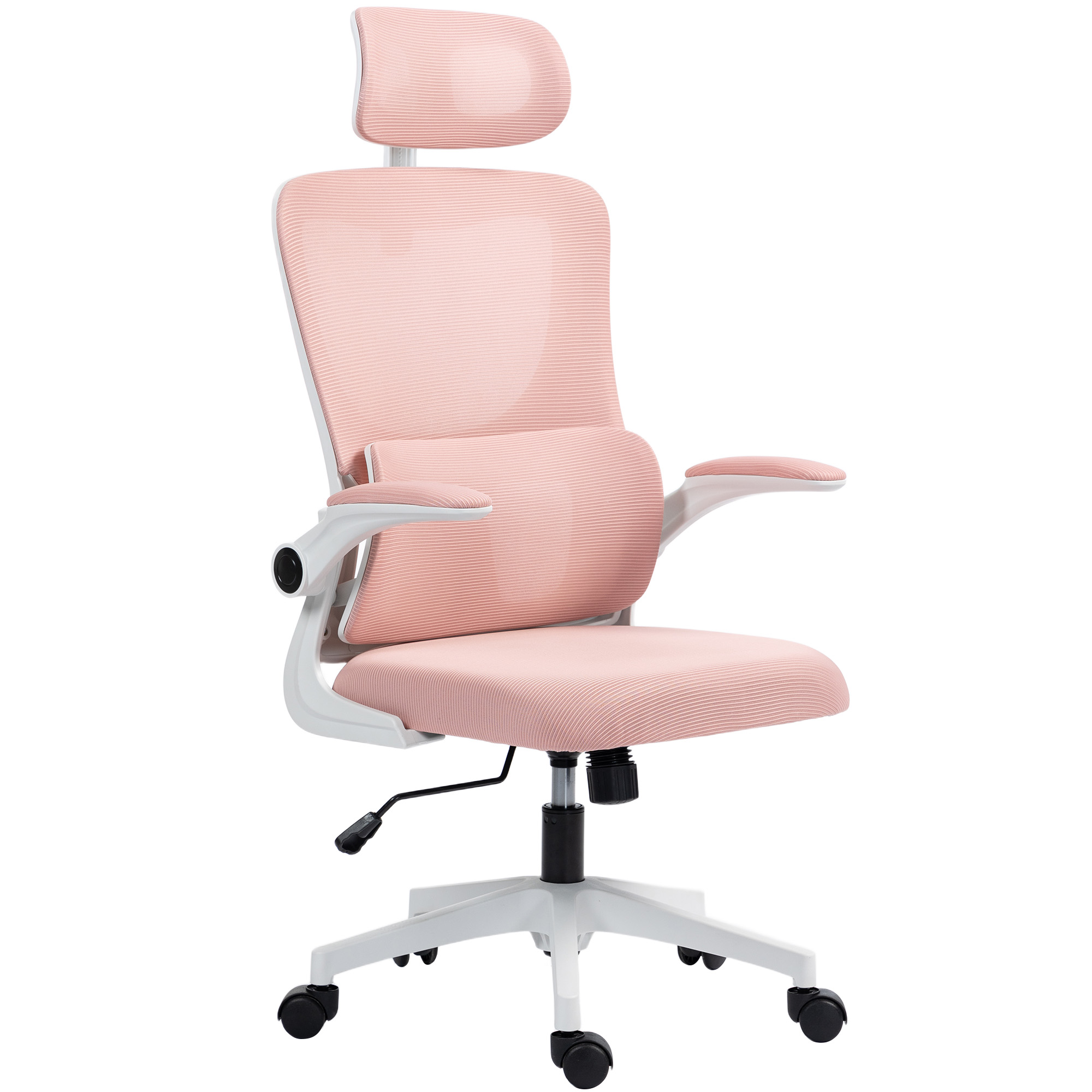 Vinsetto Silla de Oficina Ajustable y Reclinable con Reposacabezas Removible, en Tejido de Malla, 60x59x114-122 cm, Rosa | Aosom España