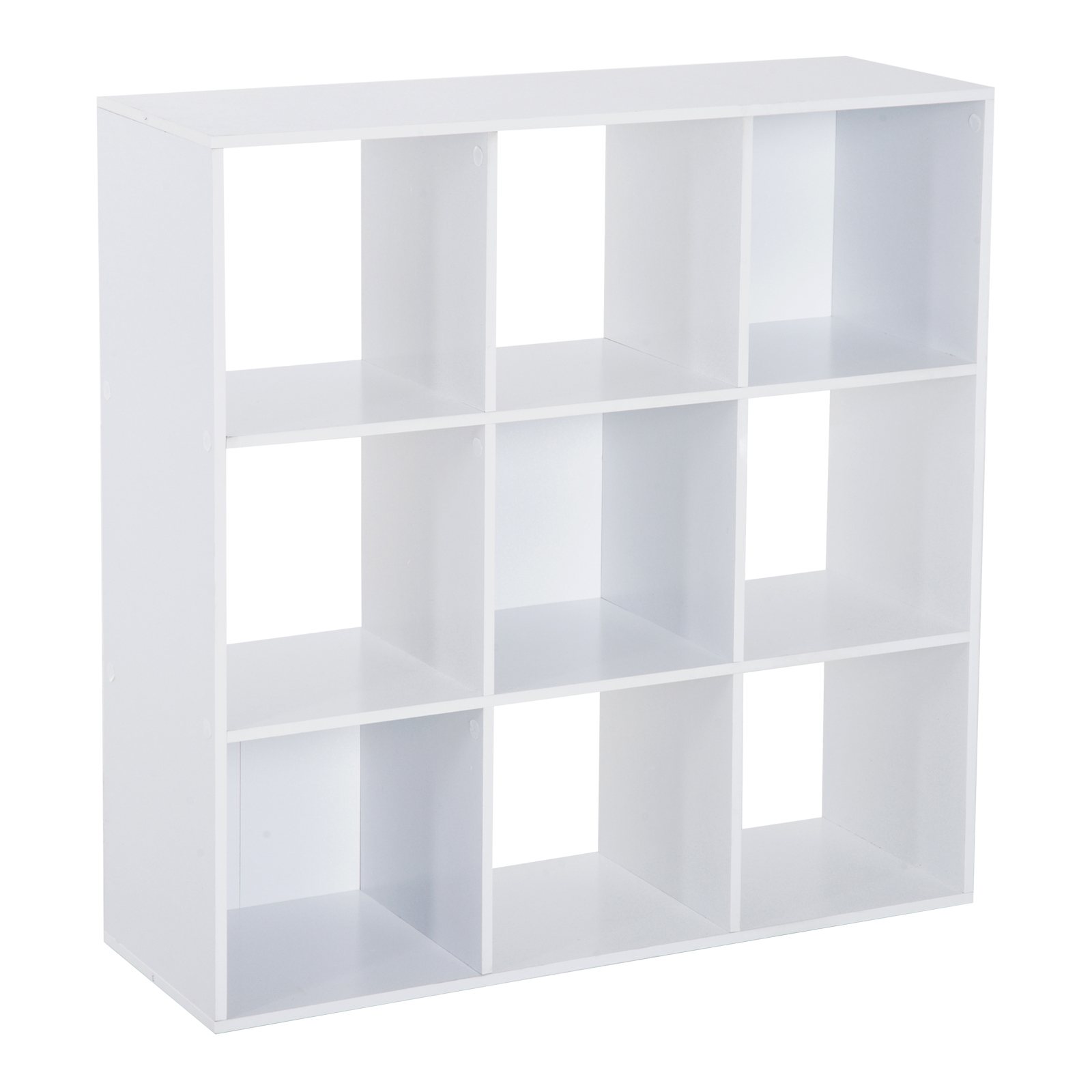 HOMCOM Estantería Blanca para Casa y Oficina, Estante de Diseño Moderno con 9 Compartimentos de Madera, 91x29.5x91cm