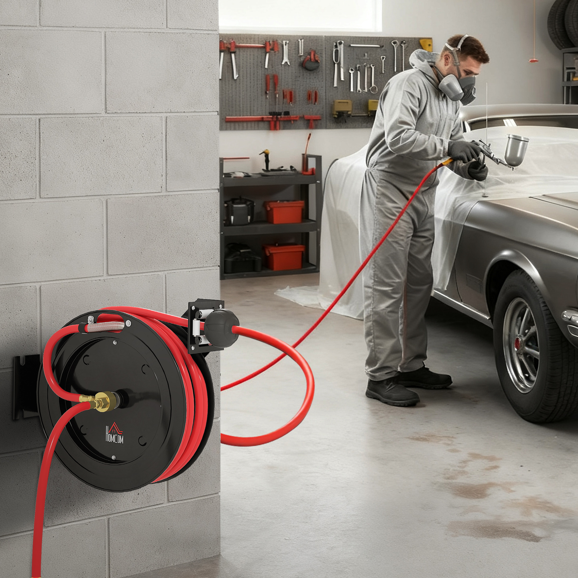 HOMCOM Automatik Druckluftschlauchtrommel 15m+1m Druckluftschlauch mit  1/4 günstig online kaufen