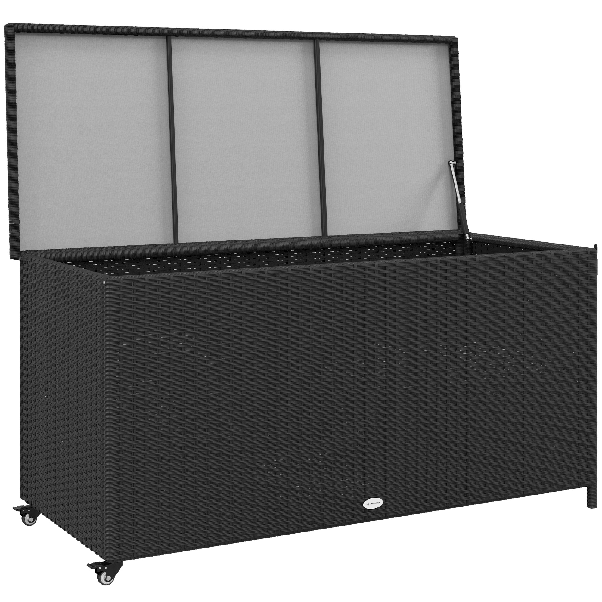 Outsunny Arcón de Jardín en Ratán PE con Ruedas y Asa Lateral, 121x57x67cm, Negro   Aosom España