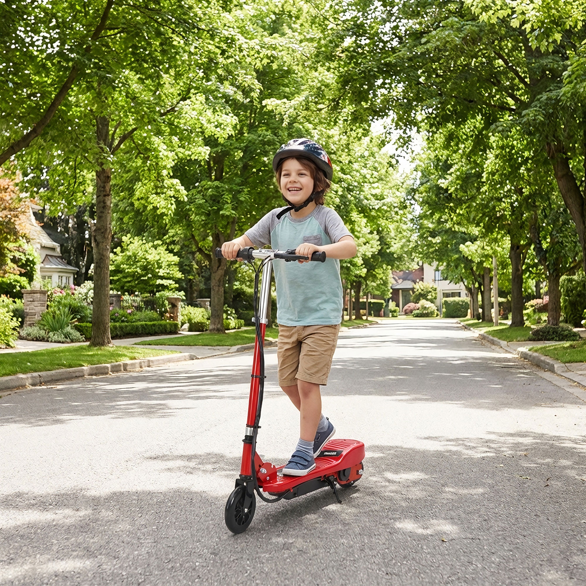 HOMCOM Folding Electric Scooter Rechargeable Kids Ride on 7-14 Age Red/Black HOMCOM Folding Electric Scooter Rechargeable Kids Ride on 7-14 Age Red/Black