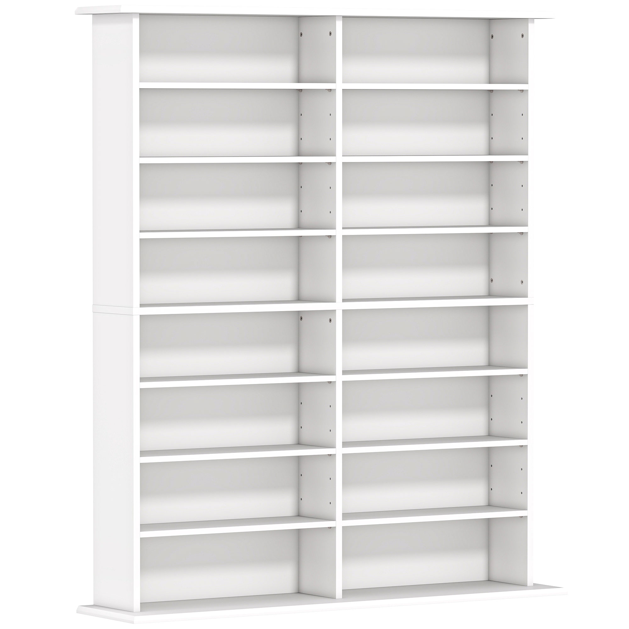 HOMCOM Librería porta CD de 16 Estantes de Diseño Moderno en Madera, 106.5x24x126.3 cm, Blanco