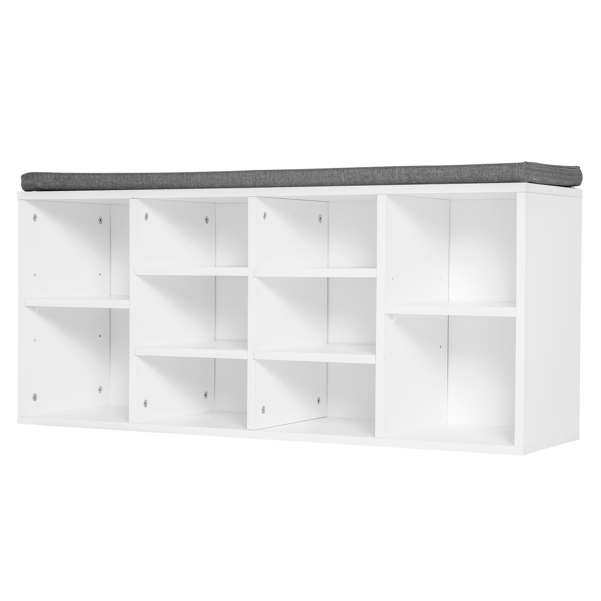HOMCOM Banco zapatero 8-10 pares Estantes regulables, Madera, Blanco, 104 x 30 x 48 cm | Aosom España