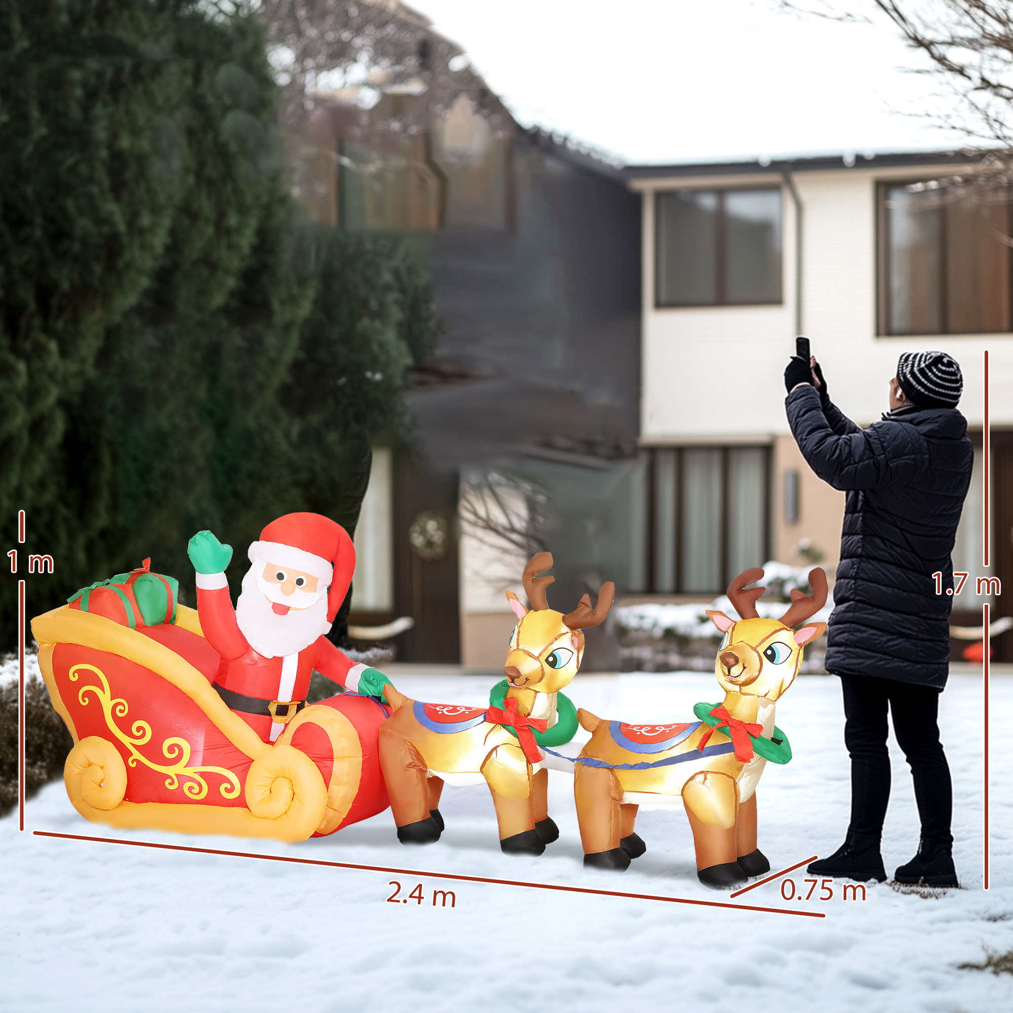 Cartoon Di Babbo Natale E Delle Sue Renne Con La Sua Slitta Di Natale E Delle Sue Renne Con La Sua Slitta Di Natale 86828915