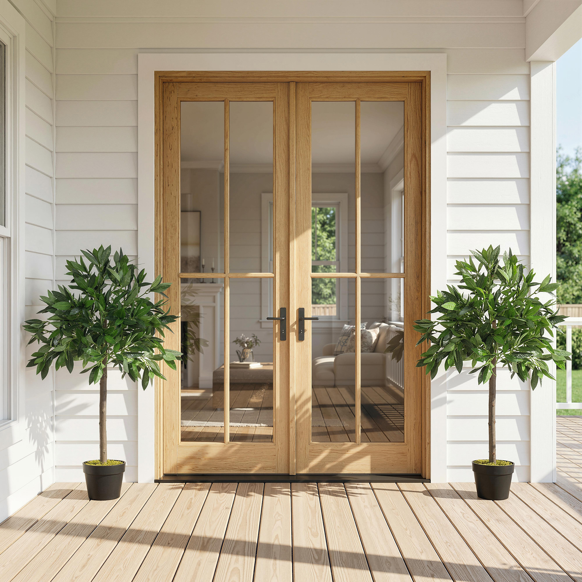 Outsunny 2er-Set Künstlicher Lorbeerbaum, 90 cm Kunstpflanzen im Zementtopf günstig online kaufen