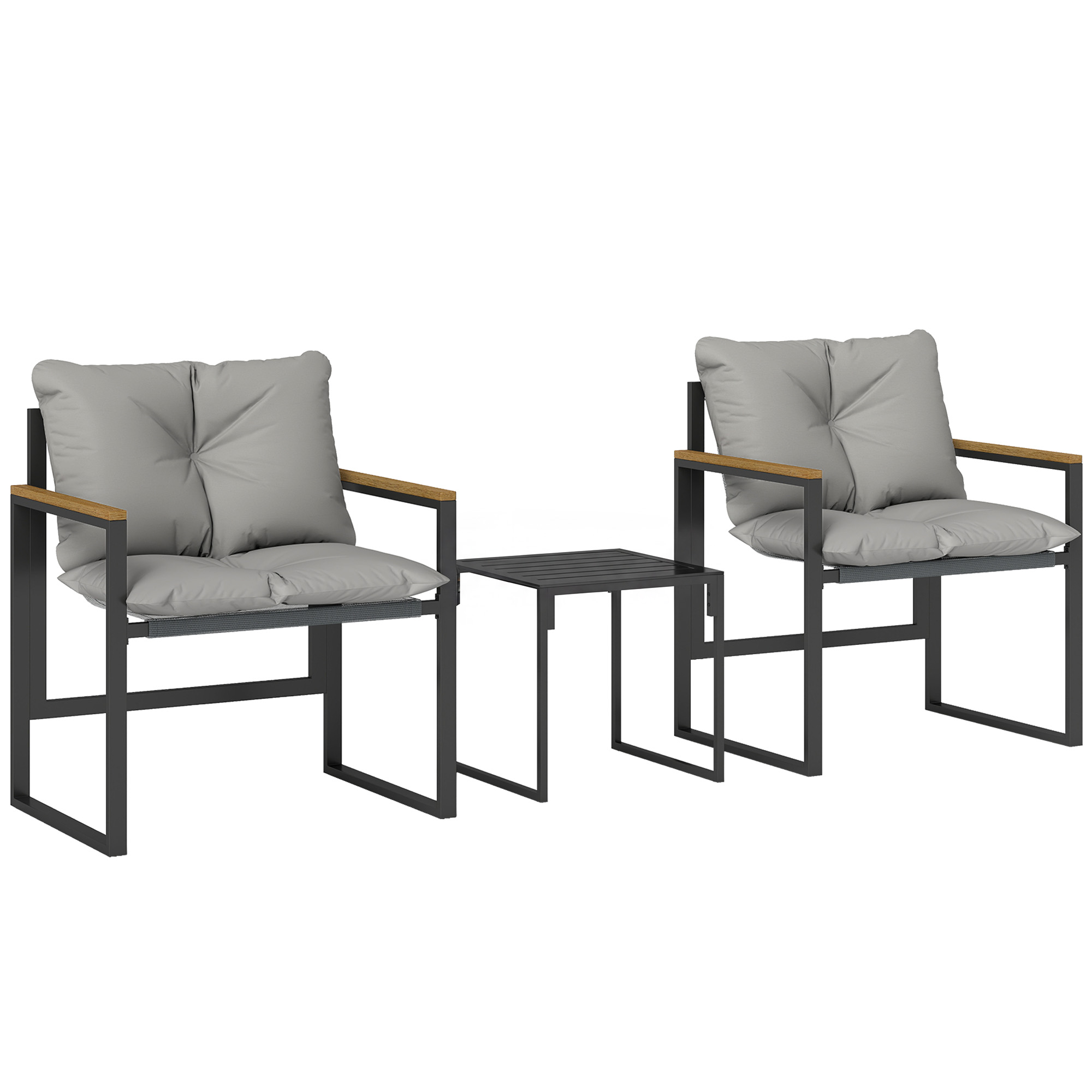 Outsunny Set bistro per 2 persone, set bistro da giardino 3 pezzi con telaio in metallo e imbottiture spesse   Aosom Italy