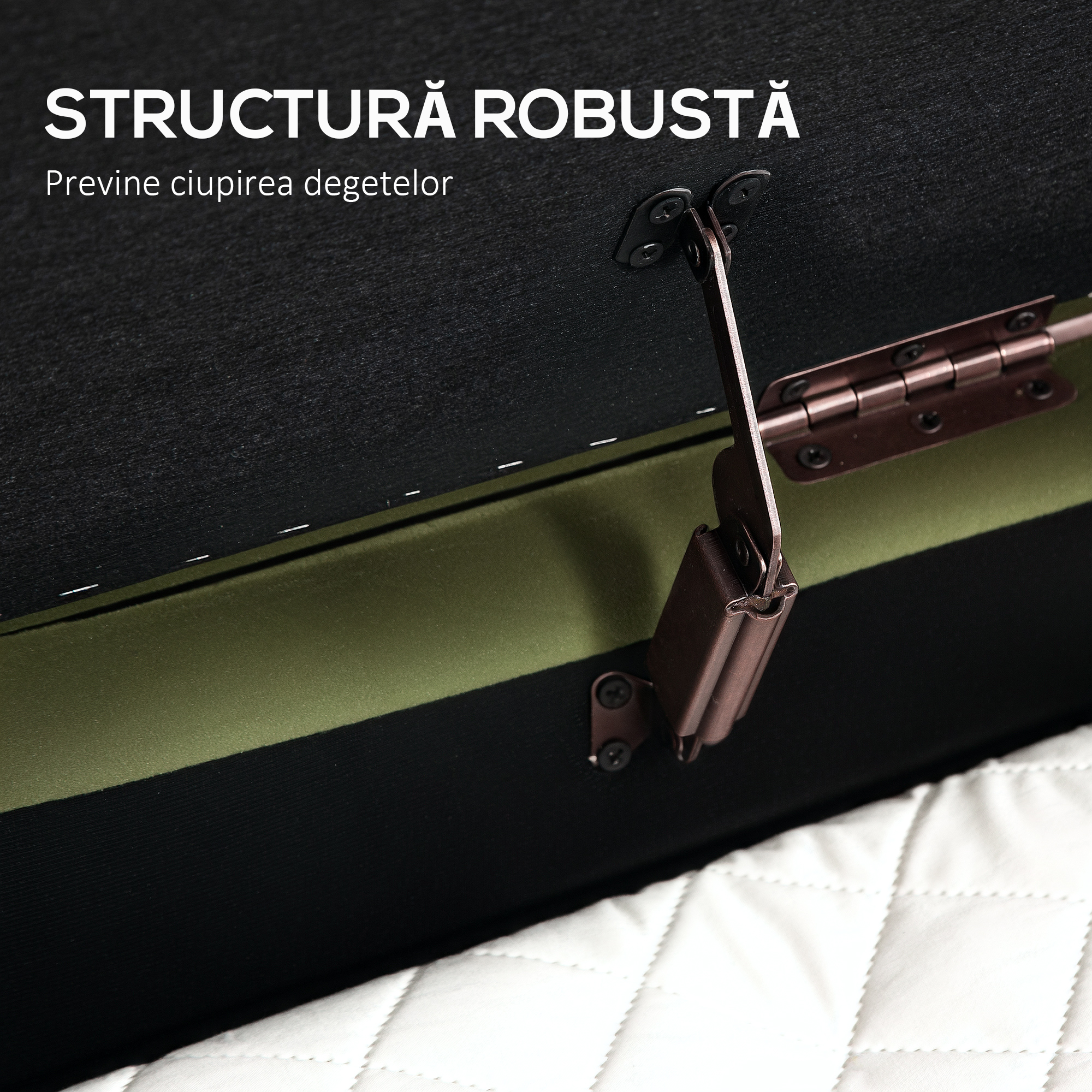  Bancuta Tapitata pentru Dormitor cu Capitonaj Canelat si Picioare Metalice, 108x44x43,5 cm, Verde [6]