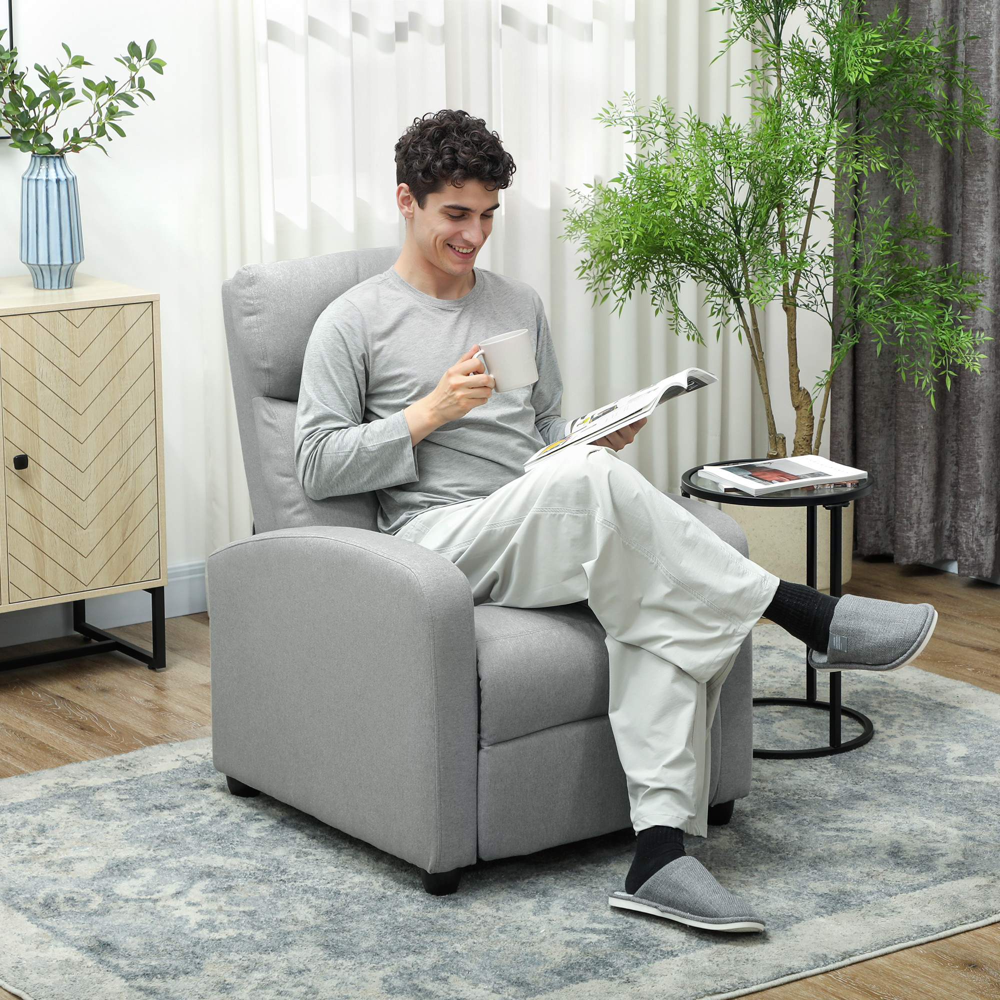 HOMCOM Relaxsessel Fernsehsessel mit Liegefunktion, Leinenoptik, Gepolstert günstig online kaufen