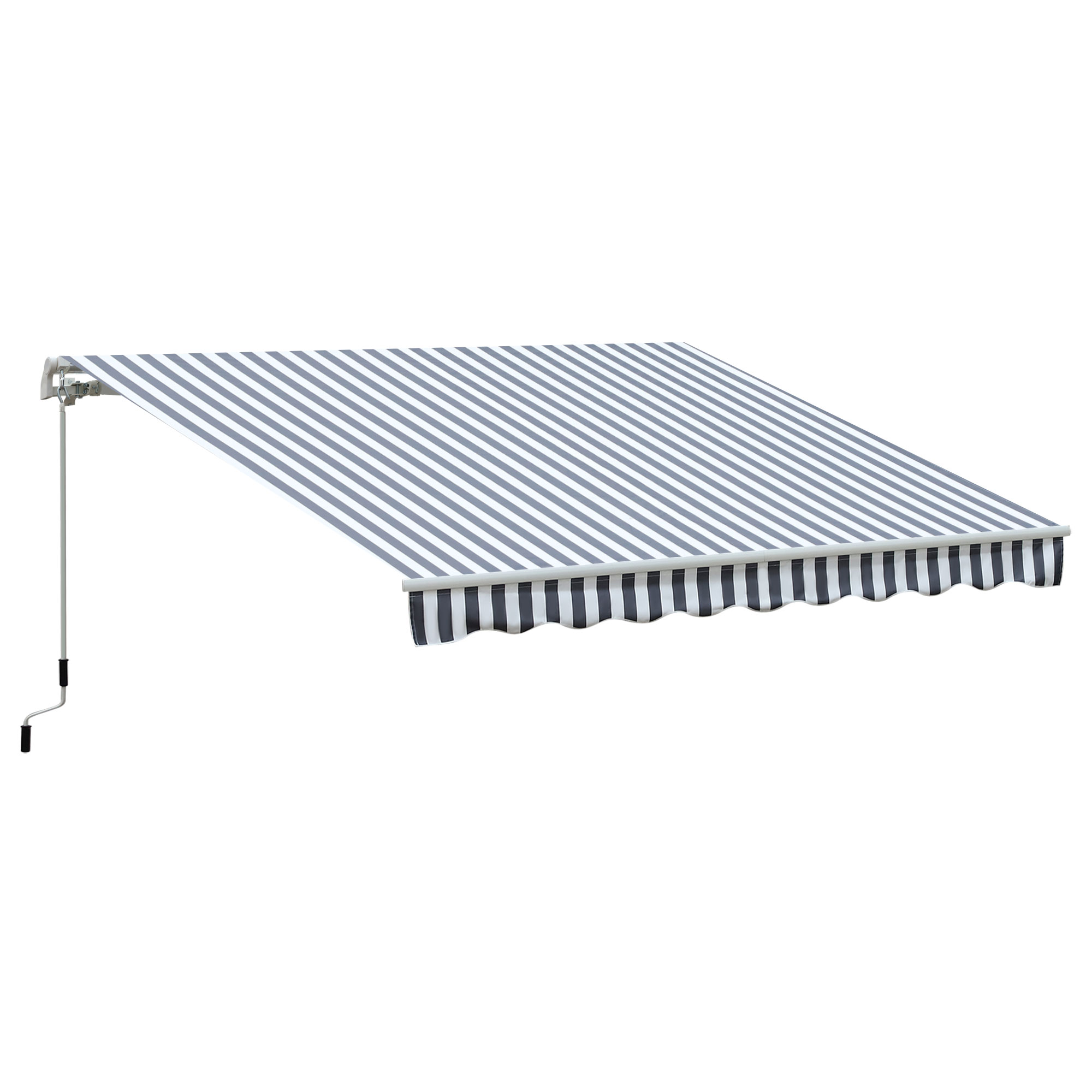 Outsunny Toldo Terraza 2,95x2,5m Balcón Patio Toldo Manual Plegable de Aluminio con Manivela Impermeable Protección Solar UV para Jardín Exterior Aluminio Acero Tela de Poliéster Color Gris y blanco | Aosom España