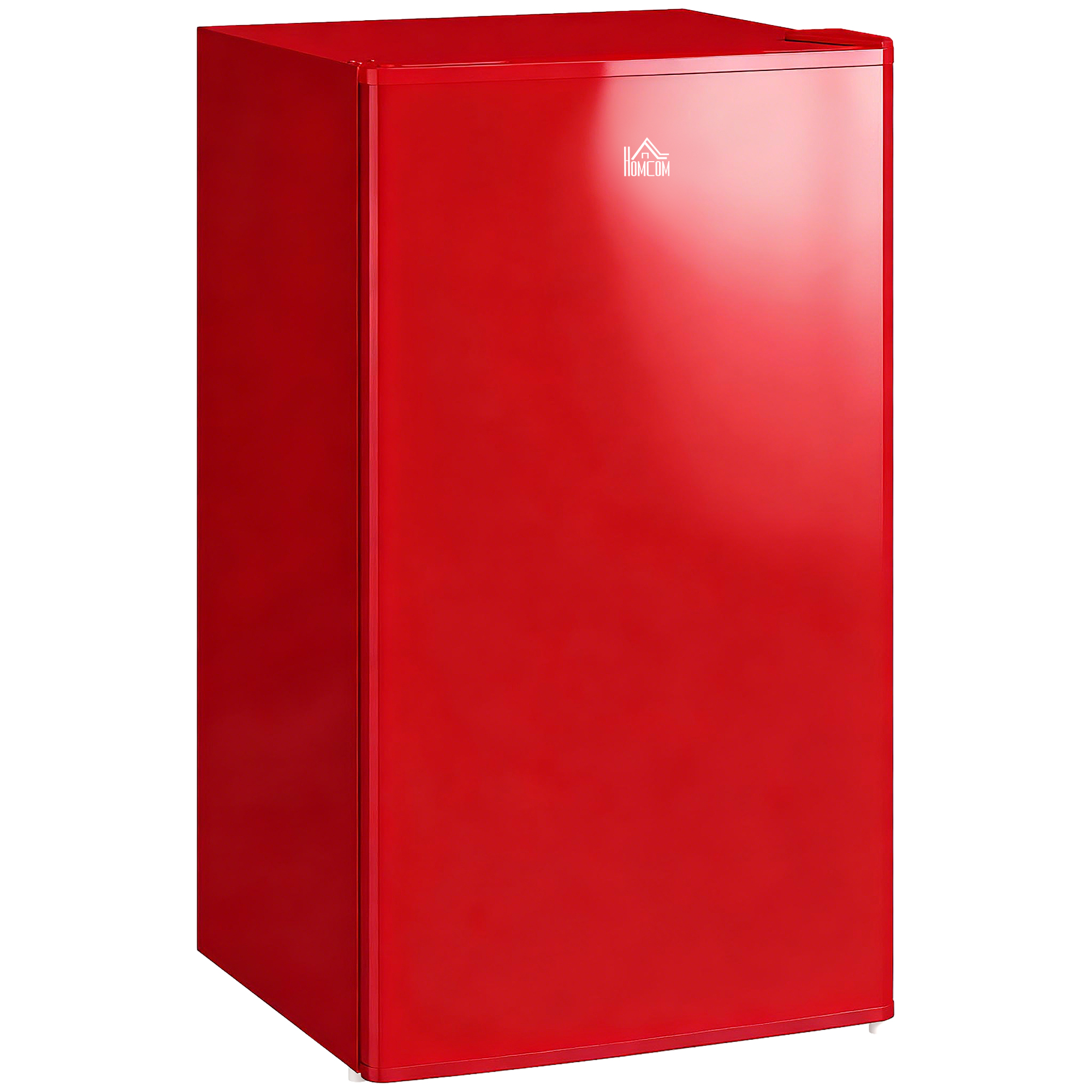 HOMCOM Nevera Pequeña con Congelador 91L Silenciosa Puerta Reversible Temperatura Regulable y Estantes Ajustables Rojo