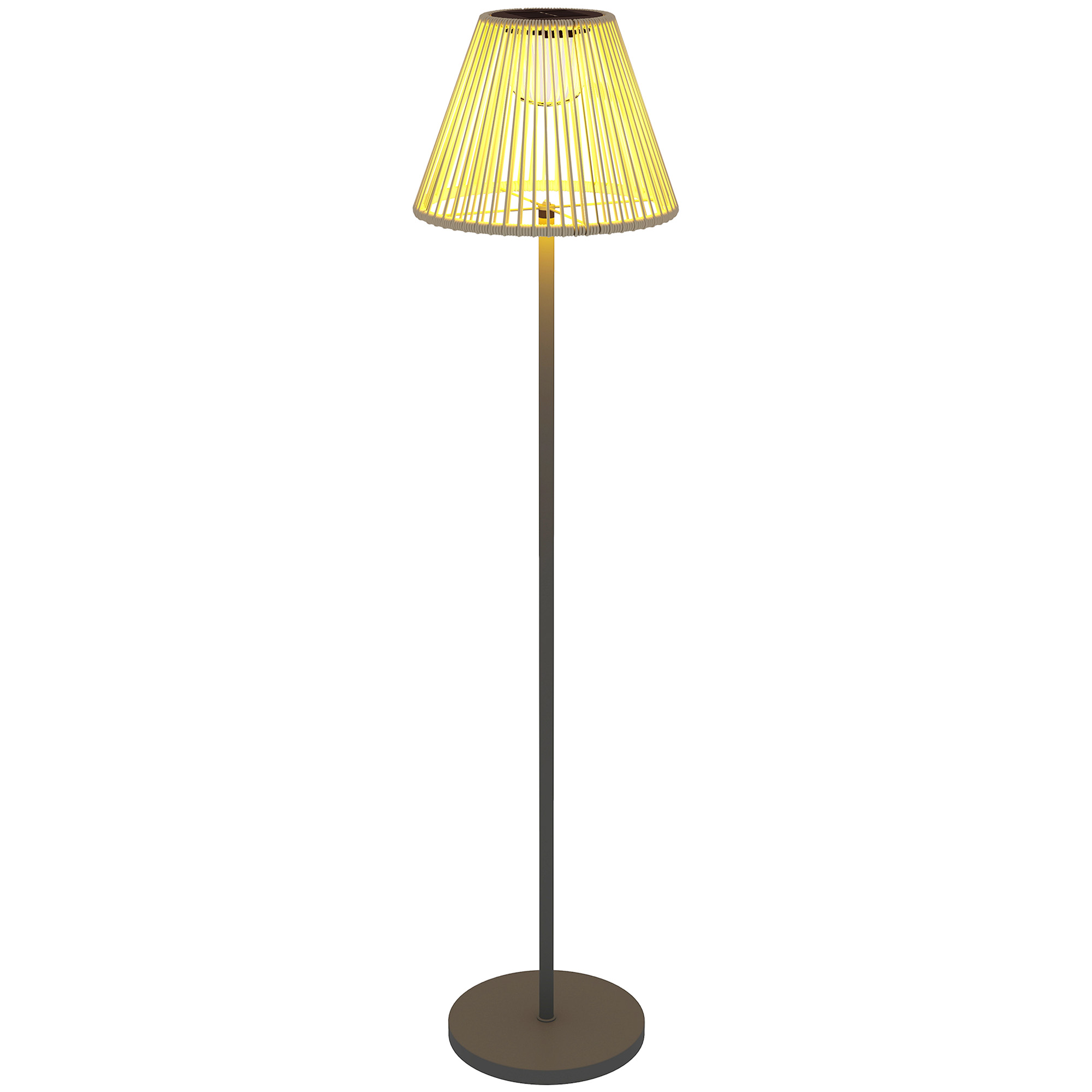 Outsunny Lampa solarna na stojaku Rattan z czujnikiem światła 25 LED Ø33 x 135 cm