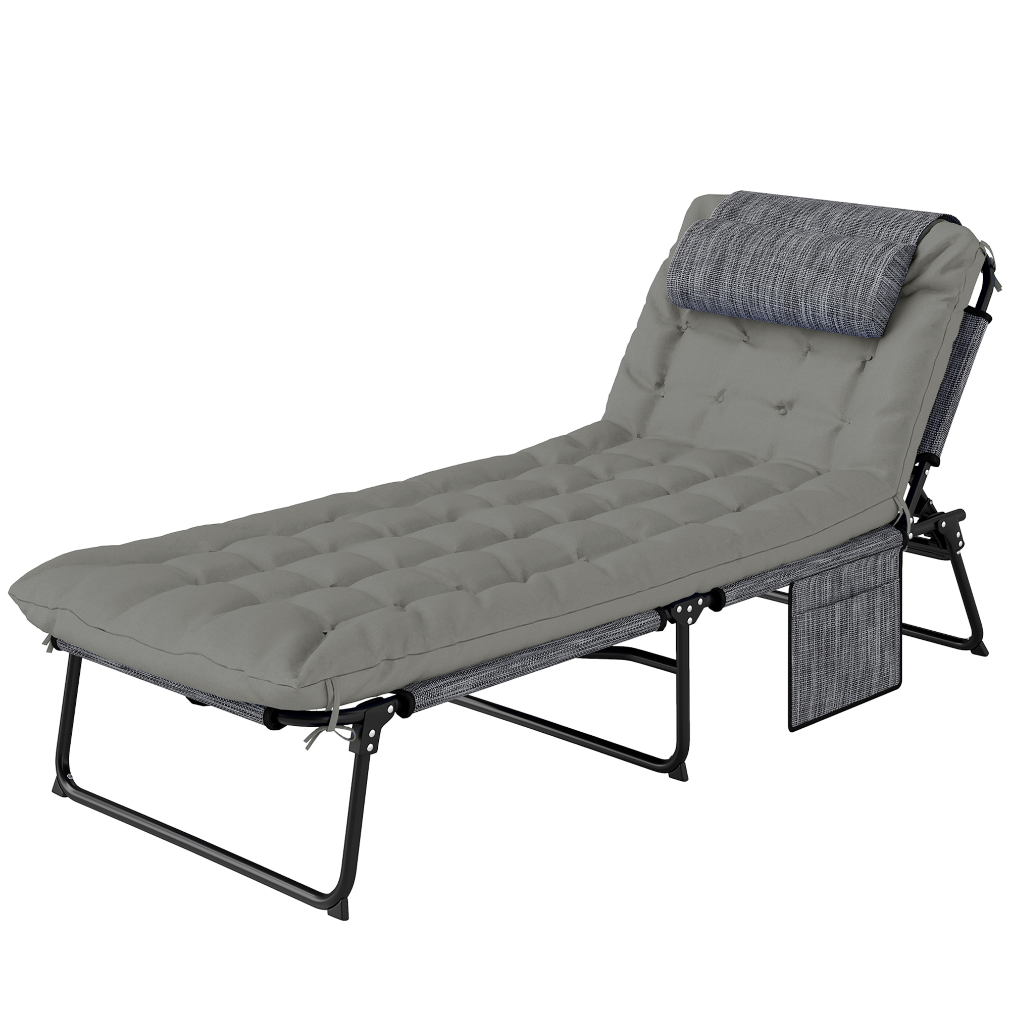 Outsunny Sonnenliege klappbar Gartenliege mit Kopfkissen, Liegestuhl mit 4- günstig online kaufen