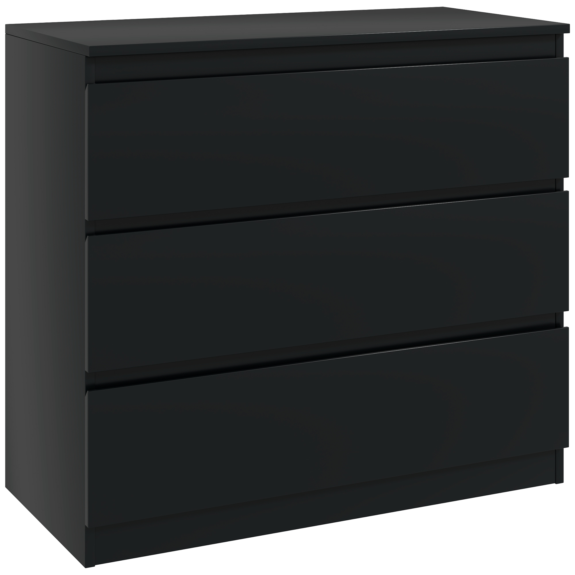 HOMCOM Kommode 3 Schubladen, schlichtes Aufbewahrungsmöbel im modernen Stil mit Soft-Close-Mechanismus, für Schlafzimmer, Wohnzimmer - 80 x 39 x 73 cm, schwarz   Aosom
