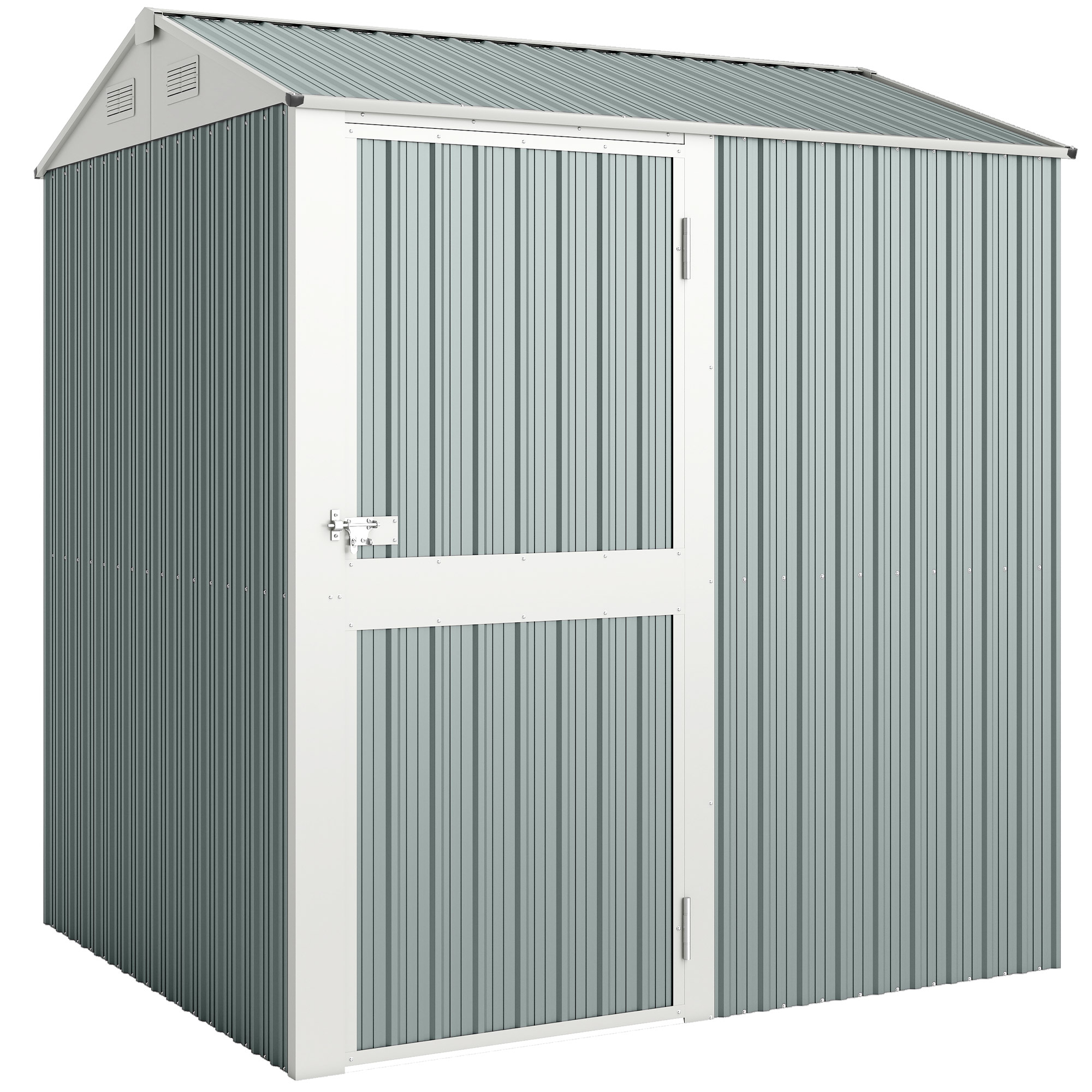 Outsunny Metalowy Domek Ogrodowy 3,5 m², Wysoki Zamykany Schowek z Pochyłym Dachem, Wentylacją i Rękawicami, 209 x 177 x 236 cm | Aosom PL