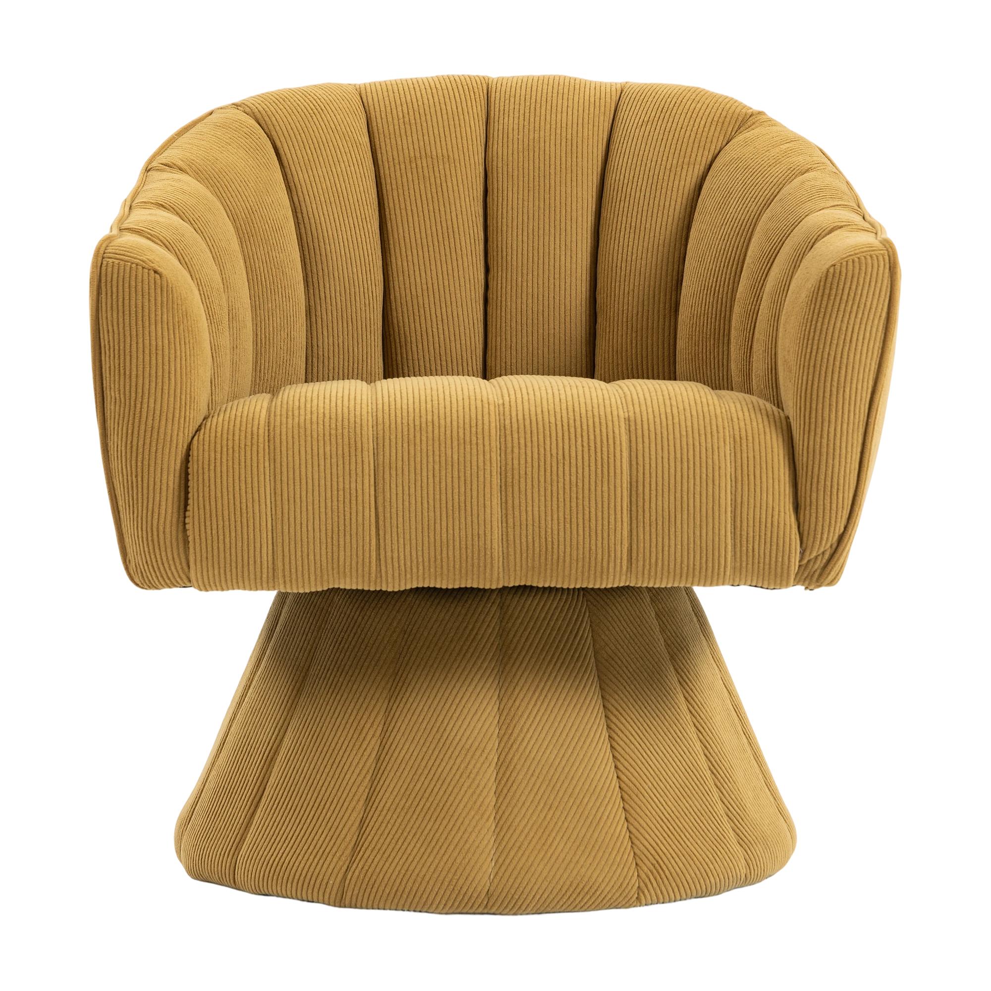 Fauteuil pivotant 360° avec dossier et accoudoir enveloppants et ergonomiques, 70x66x72 cm, Jaune moutarde