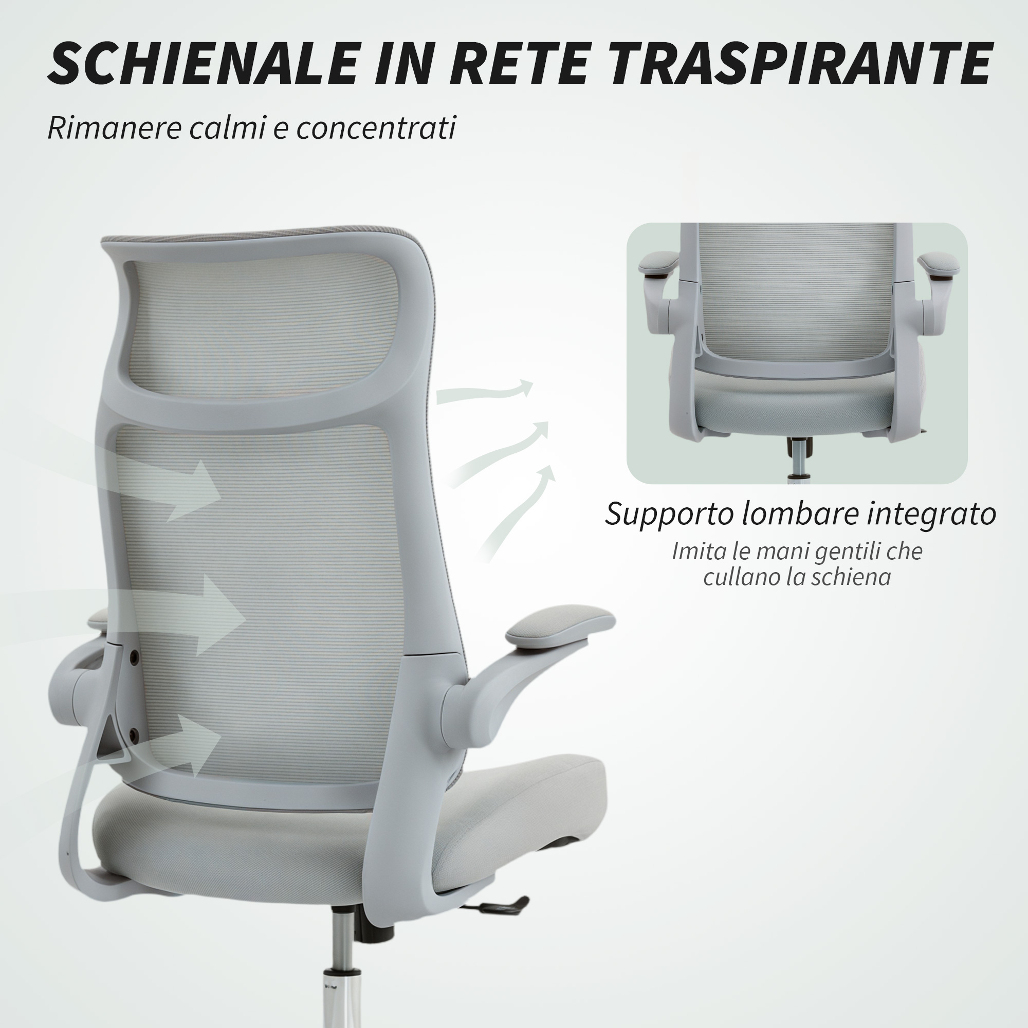 Sedia da Ufficio in Rete Ergonomica, Regolabile in Altezza con Schienale Alto Traspirante, Braccioli a Scomparsa, per Ufficio Casa, Nera | Leroy Merlin