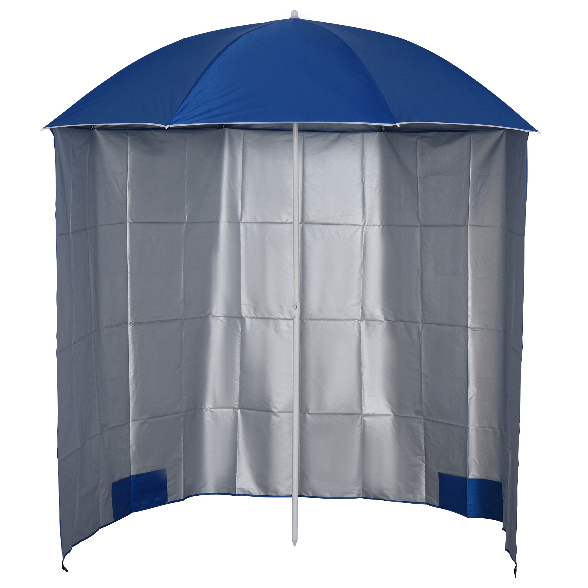 Outsunny Parasol para Terraza con Panel Lateral Ø220x220 cm con Apertura Manual 8 Varillas de Acero y Bolsa de Transporte Azul | Aosom España