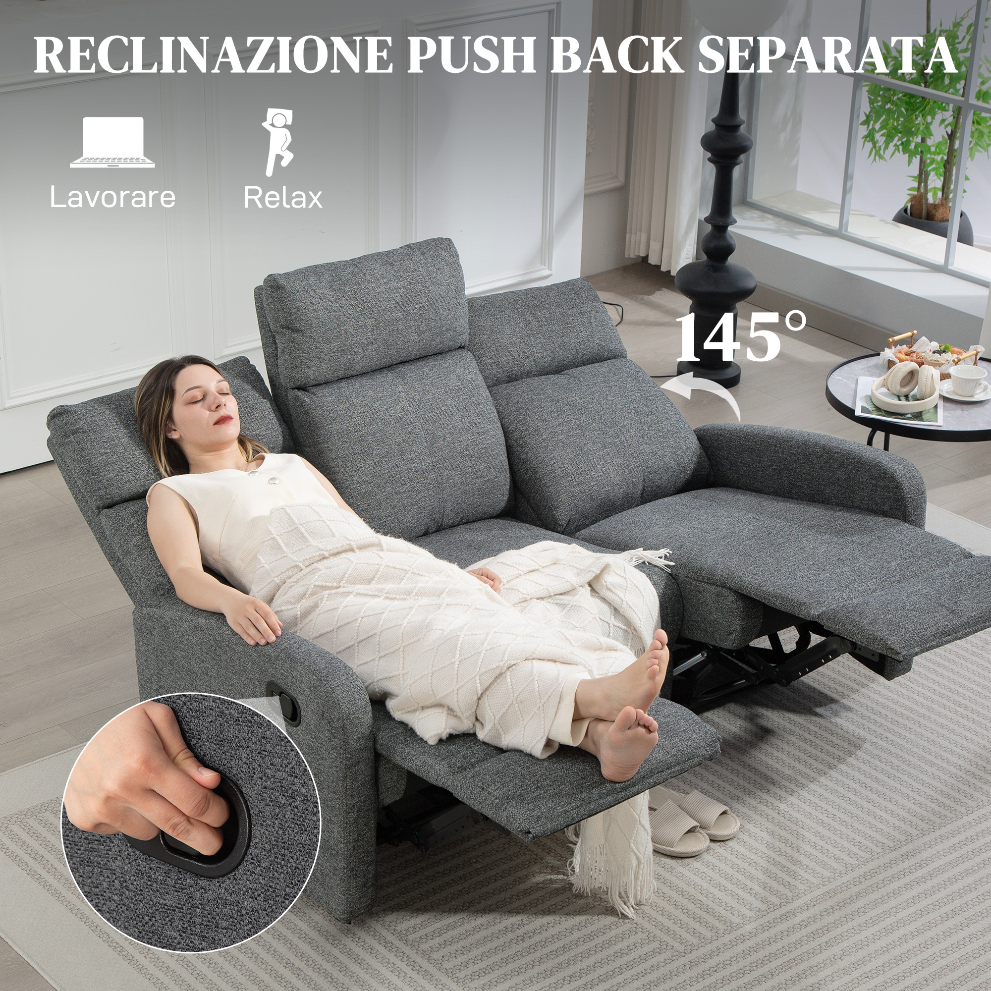 ZAIRE Divano reclinabile con poggiapiedi By MitoHome