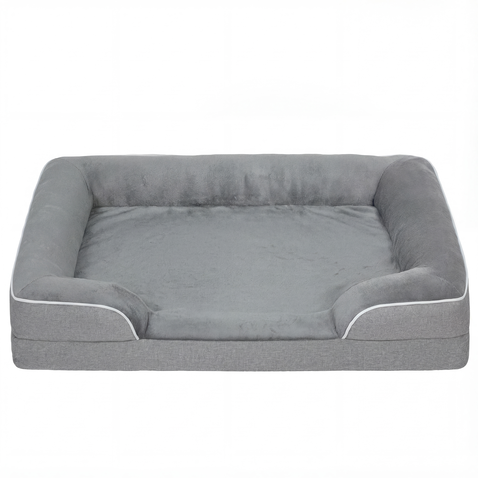 PawHut Cama para Cães com Base Antiderrapante Capa Lavável 91,5×68,5×16,5 cm Cinza