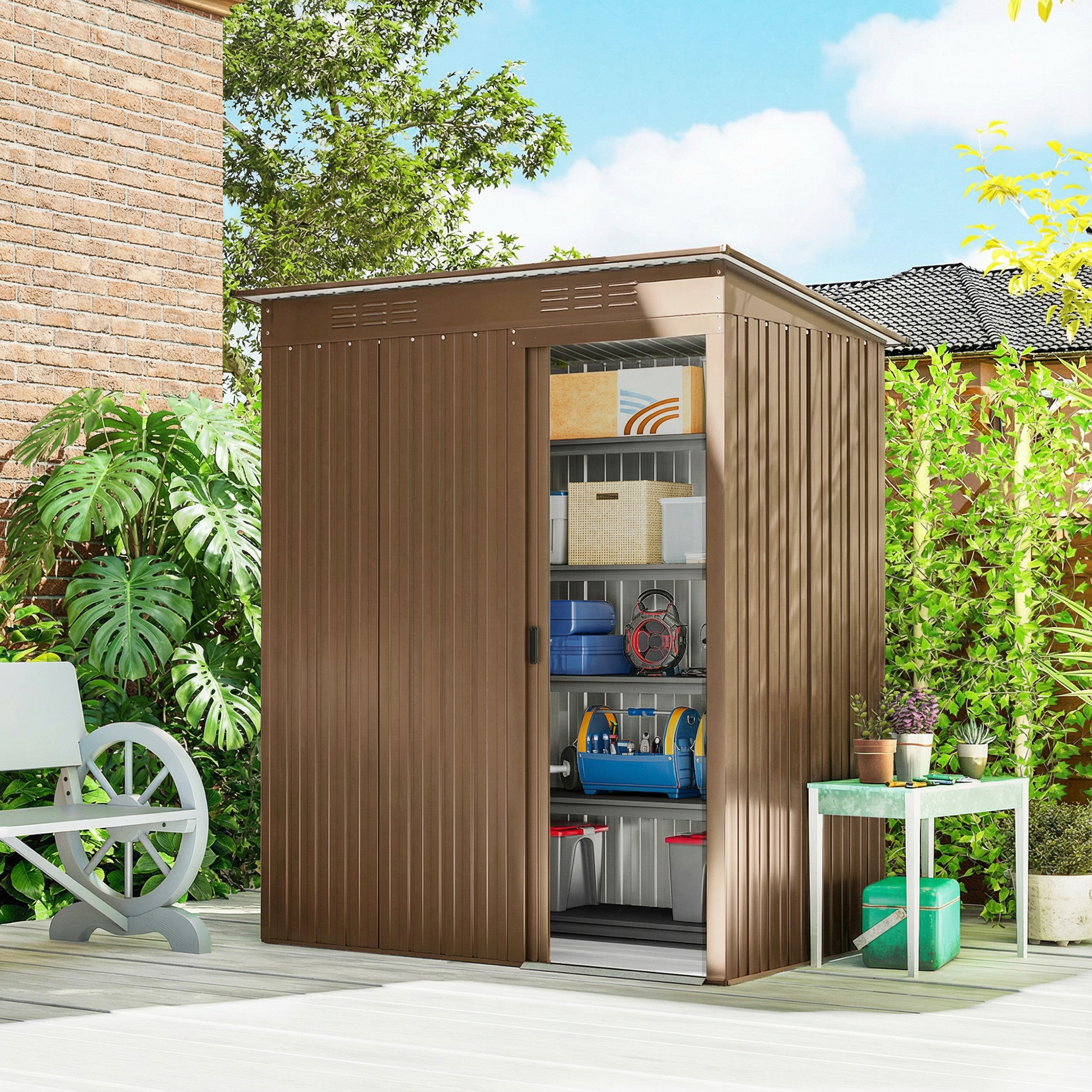 Outsunny Gartenschuppen aus Metall 1,37 m², einfache Montage, Geräteschuppe günstig online kaufen