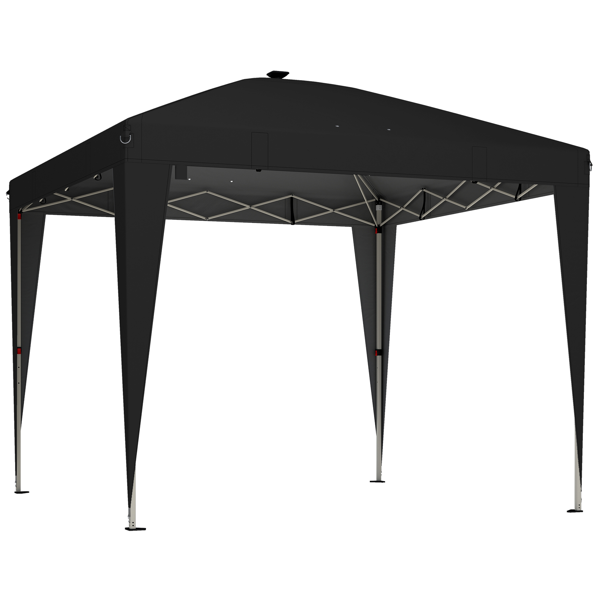 Outsunny Pavillon 3x3 m Faltbar Pop-Up, höhenverstellbar, UV50+ Gartenpavillon mit zentraler Leuchte & USB, Fernbedienung, Tragetasche, für Außen, Camping, Partys, Schwarz Aosom