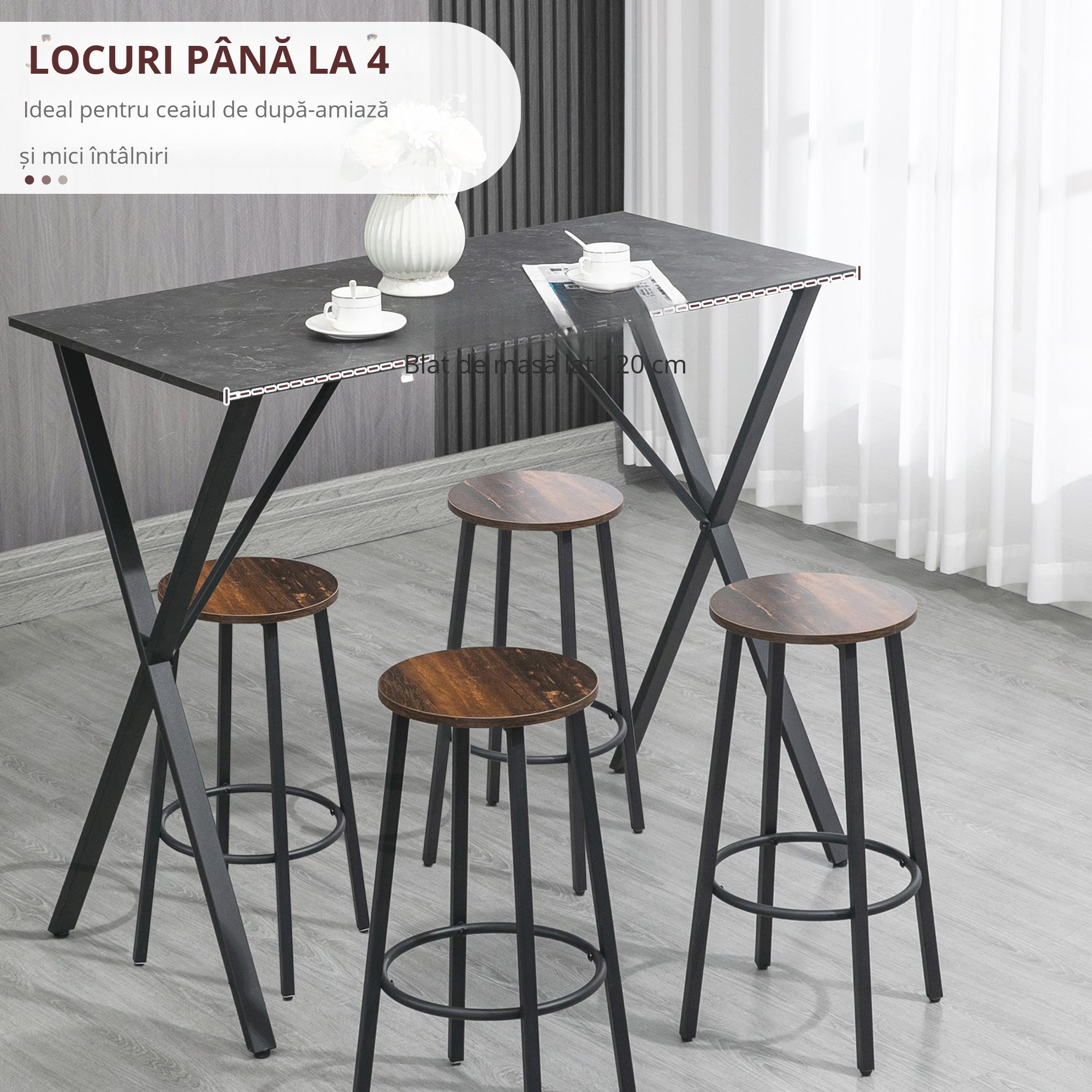  Masa Bar 120 cm - Blat Marmura, 4 Persoane, Design Modern [3]