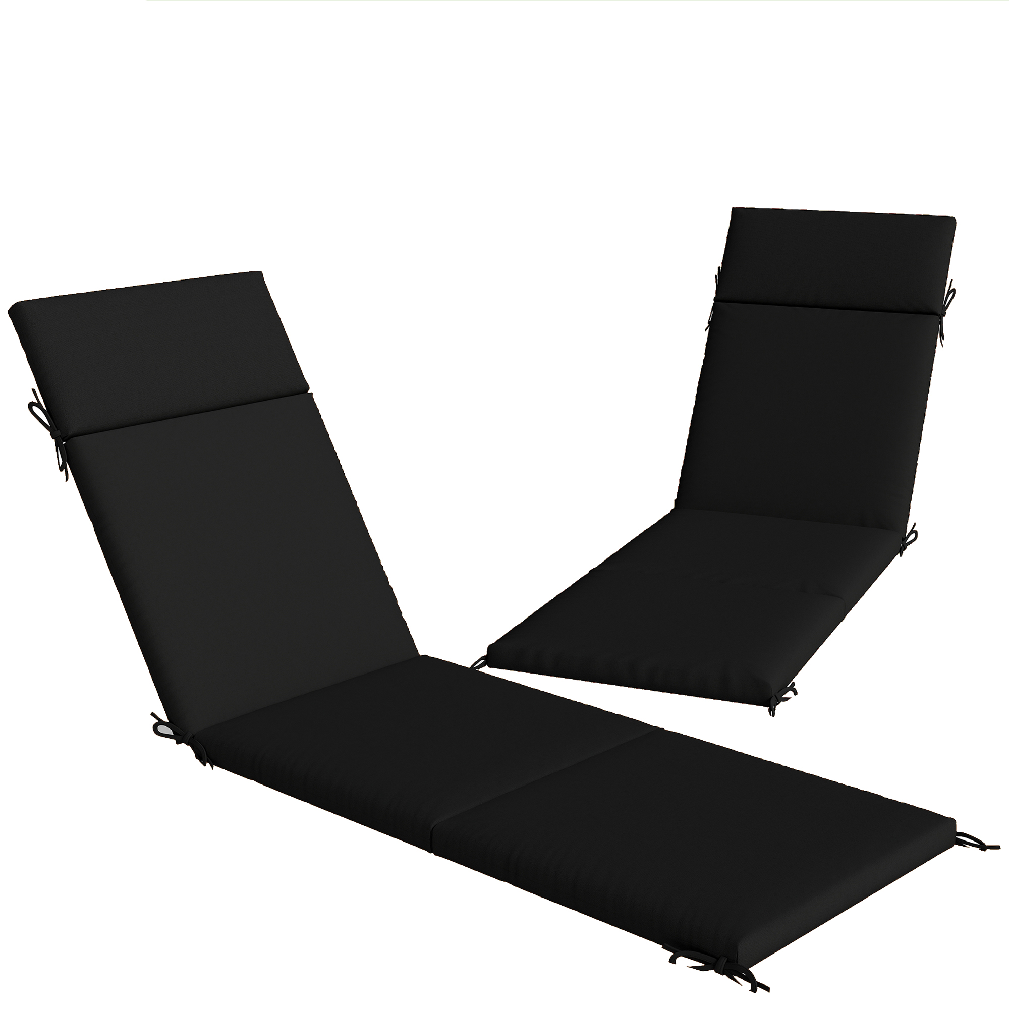 Outsunny Set 2 Außenstuhlkissen mit 6 Befestigungsbändern, gepolsterte Außenkissen aus Baumwolle, für Sonnenliegen Garten Terrasse, 183x54x6.5 cm, UV30+, Schwarz und Weiß Aosom