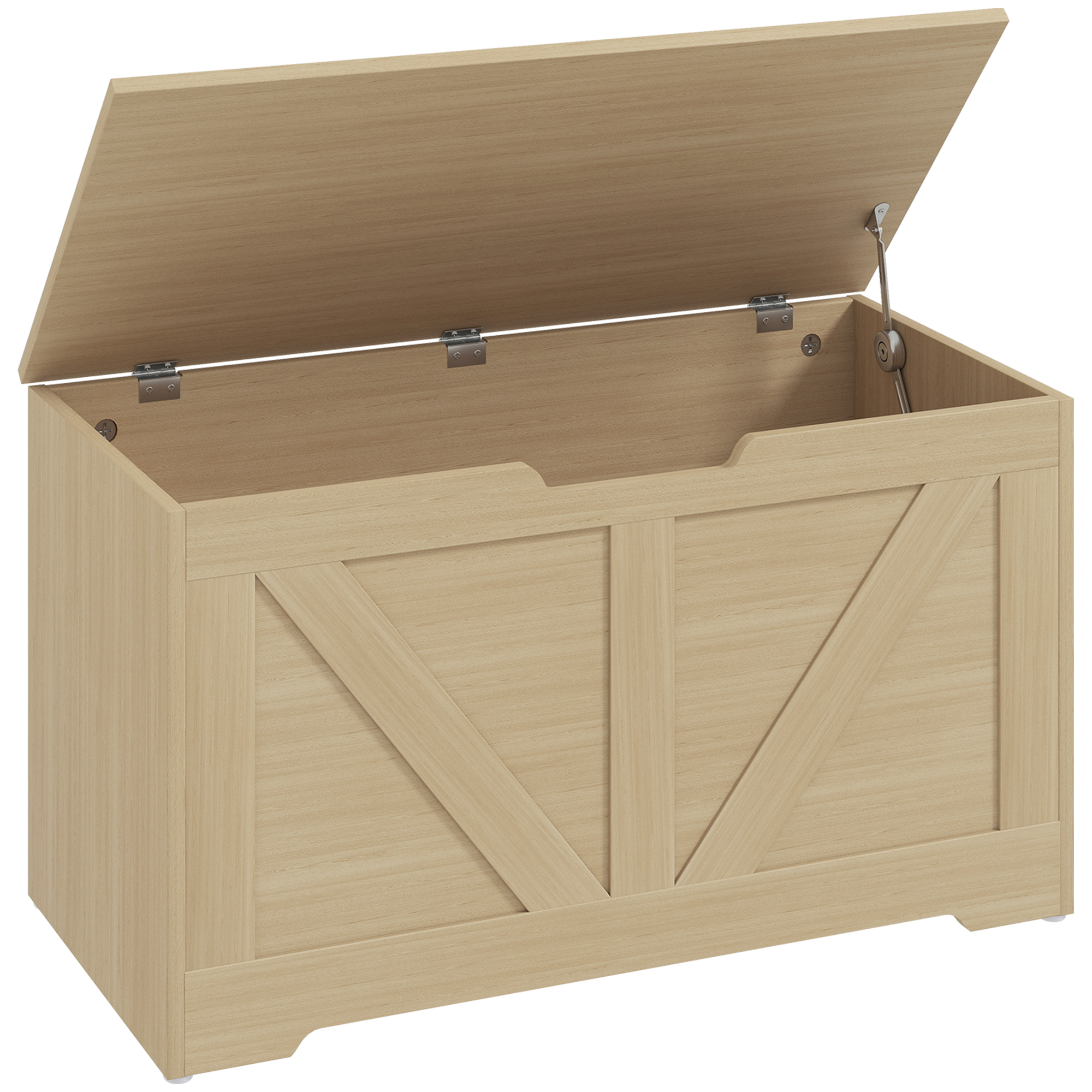 HOMCOM Aufbewahrungstruhe mit klappbarem Deckel und Sicherheitscharnieren, rustikaler Stil, Flurmöbel, Schlafzimmer, Wohnzimmer, 80 x 40 x 45 cm, bois naturel Aosom