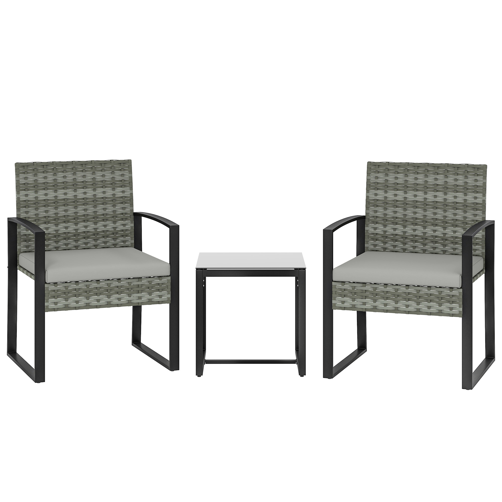 Outsunny Rattan Bistroset, 3 teiliges Gartenmöbel-Set mit 2 Gartenstühlen, günstig online kaufen