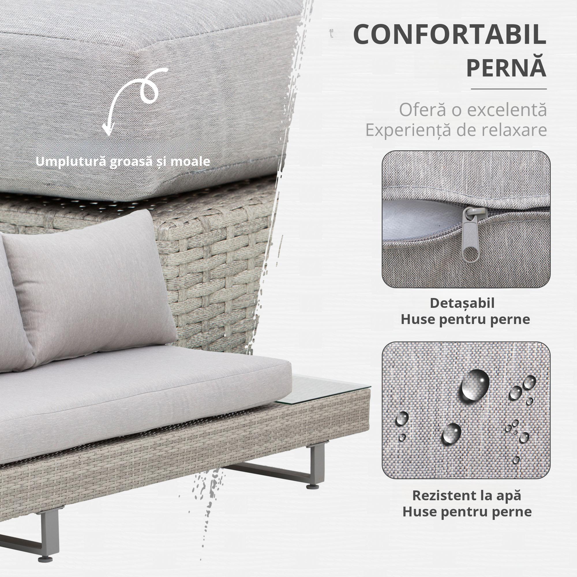  Set Mobilier canapele si masuta pentru Gradina din Ratan Gri [5]