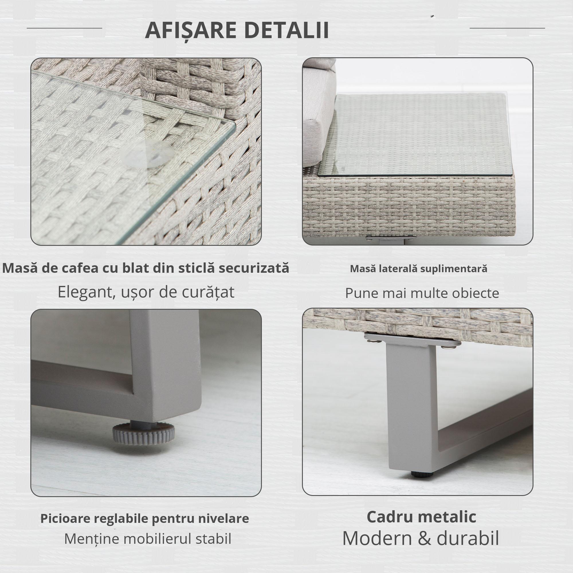  Set Mobilier canapele si masuta pentru Gradina din Ratan Gri [3]