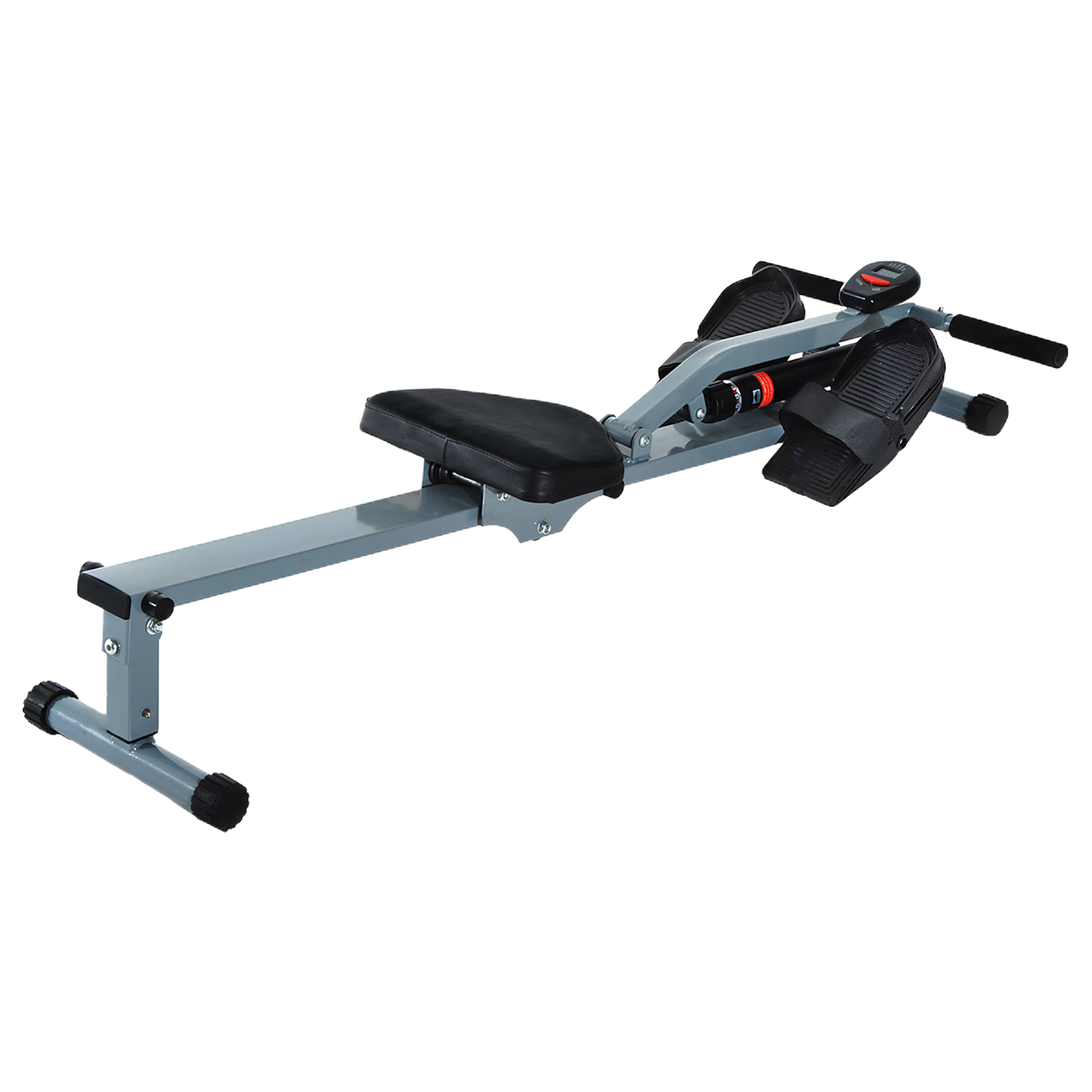HOMCOM roeitrainer, efficiënt roeiapparaat voor thuis, met LCD-display, stevig staal en PVC, 130 x 67,5 x 67 cm, grijs | Aosom.nl