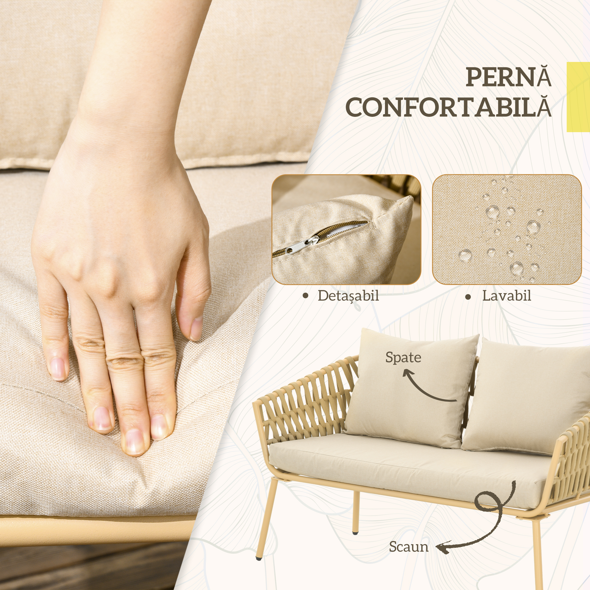  Set de Mobilier de Gradina cu 4 Piese cu Ratan din PE [4]