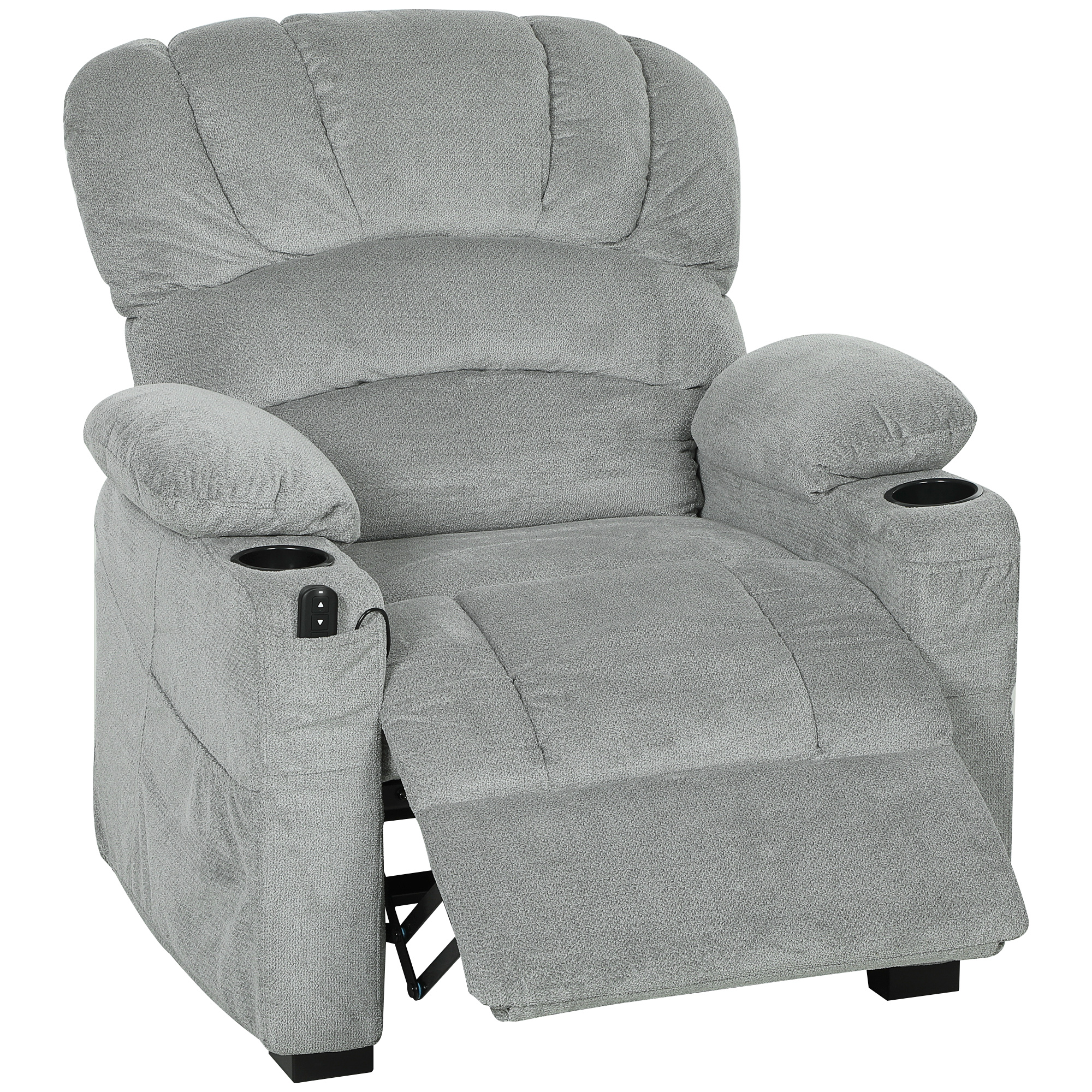 HOMCOM Sillón Relax Reclinable Eléctrico Silencioso con Función Memoria Reposapiés Mando a Distancia Bolsillo Lateral Gris