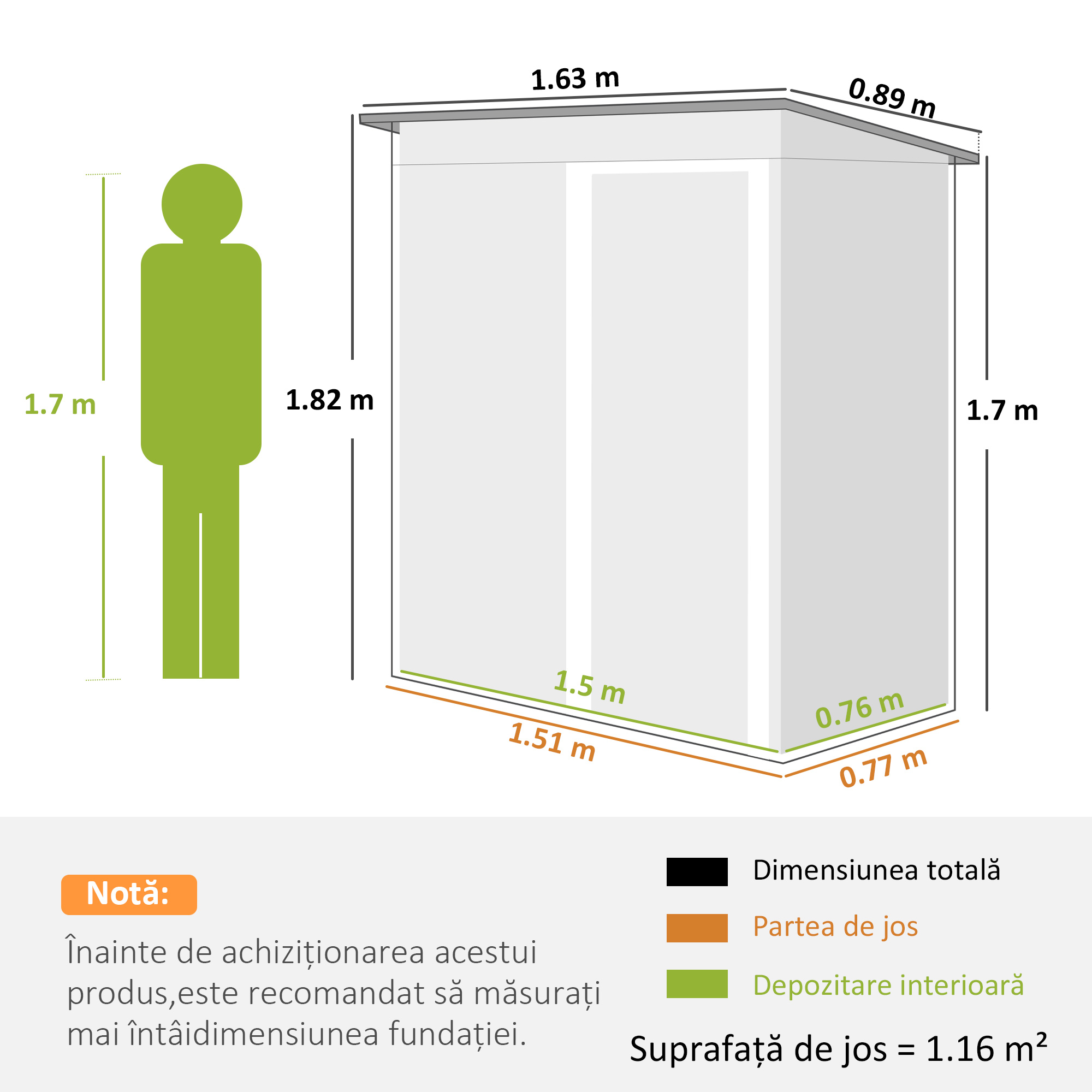  Magazie pentru Scule cu Acoperis inclinat si Usa Glisanta, din Otel Zincat, 163x89x182 cm, Verde [2]