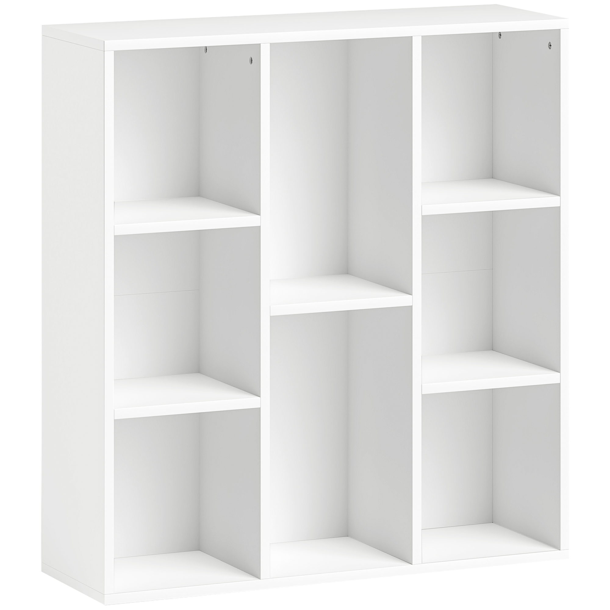 HOMCOM Bücherregal, 2-stufiges Aufbewahrungsregal, Aufbewahrungsmöbel mit 8 Fächern, für Wohnzimmer, Schlafzimmer, Büro, 74,3 x 24 x 80 cm, weiß Aosom
