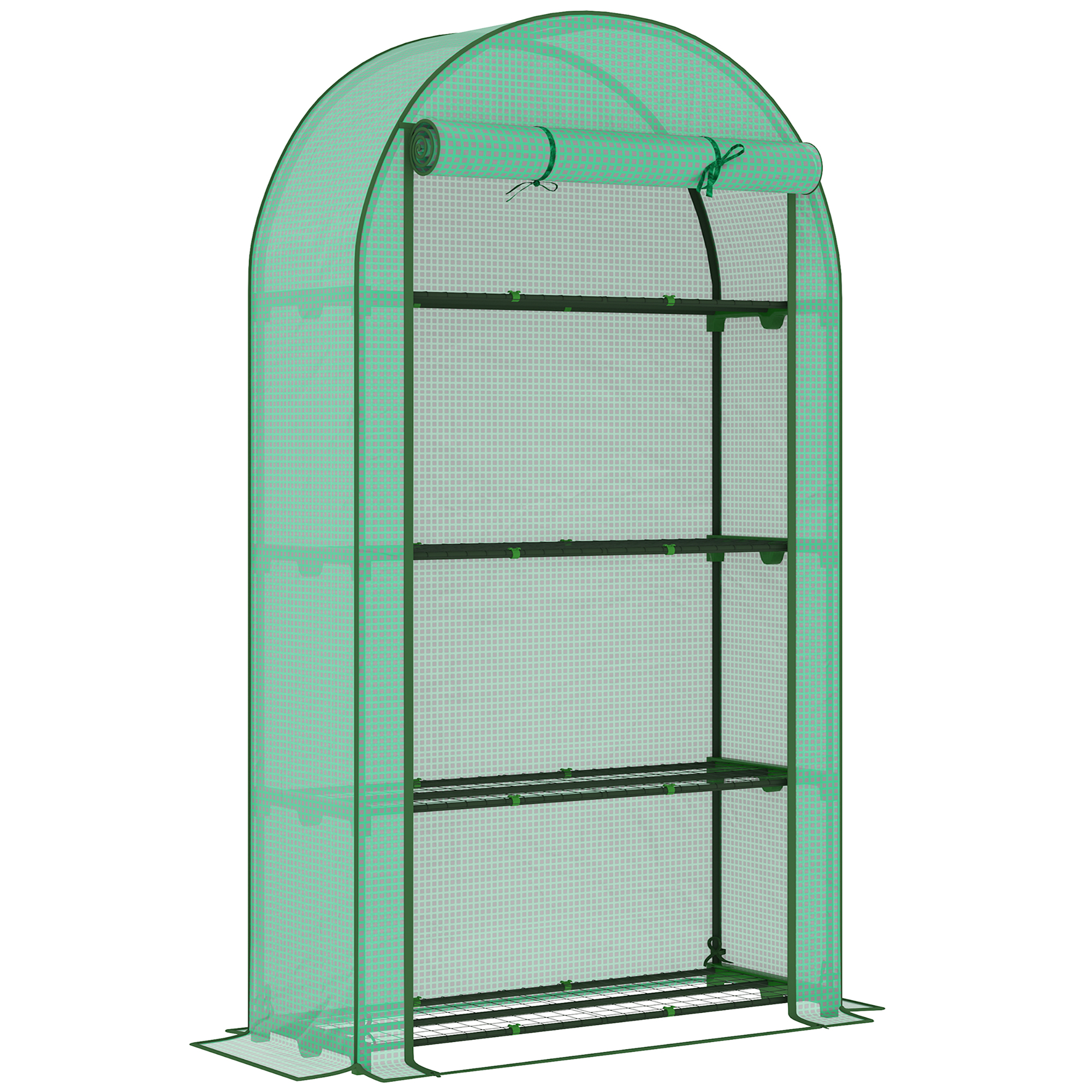 Outsunny Invernadero de Exterior con 4 Estantes Puerta Enrollable Cubierta de PE y Marco de Acero 105x45x160 cm Verde