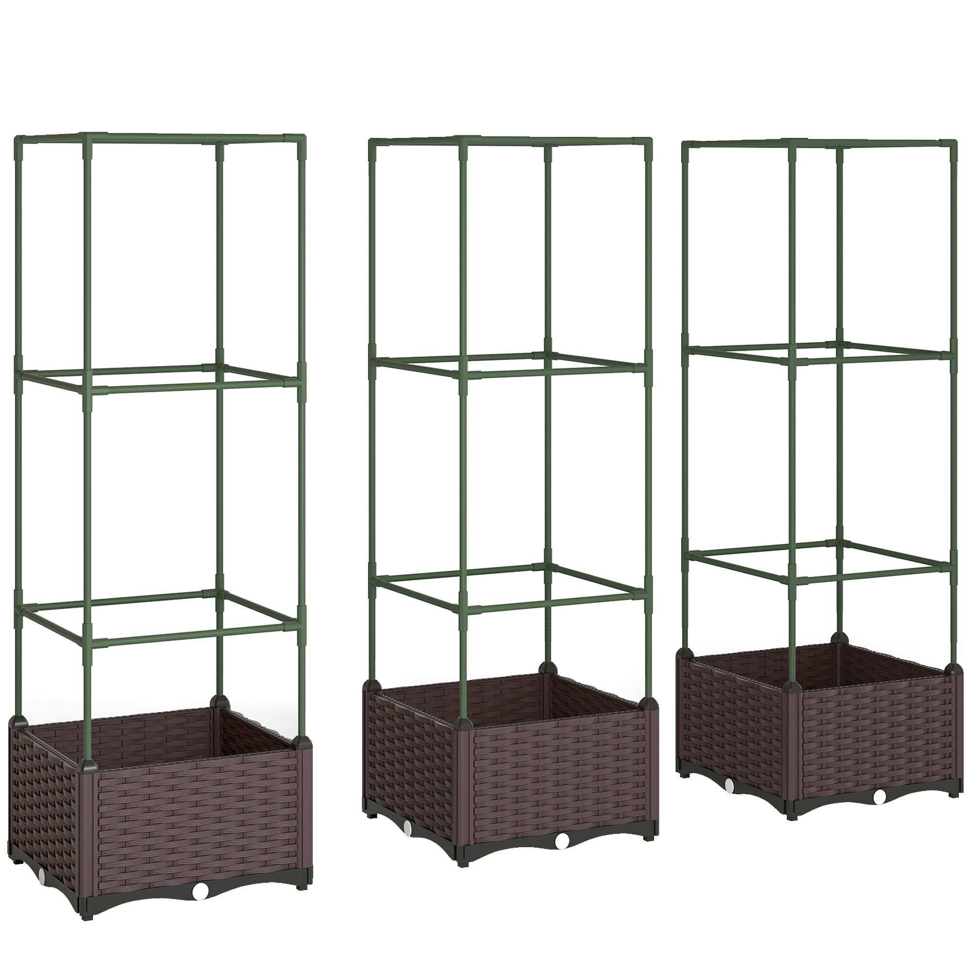 Outsunny Hochbeet mit Rankgitter 3er Set Pflanzkasten Blumenkasten mit Abfl günstig online kaufen